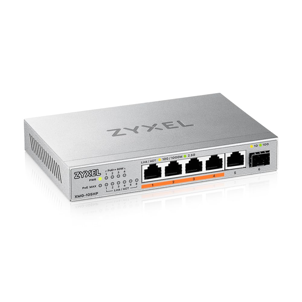 Switch Zyxel XMG-105HP Multigig Poe++ de 5 Puertos y 2,5 GB (60 W) - Venta Internacional