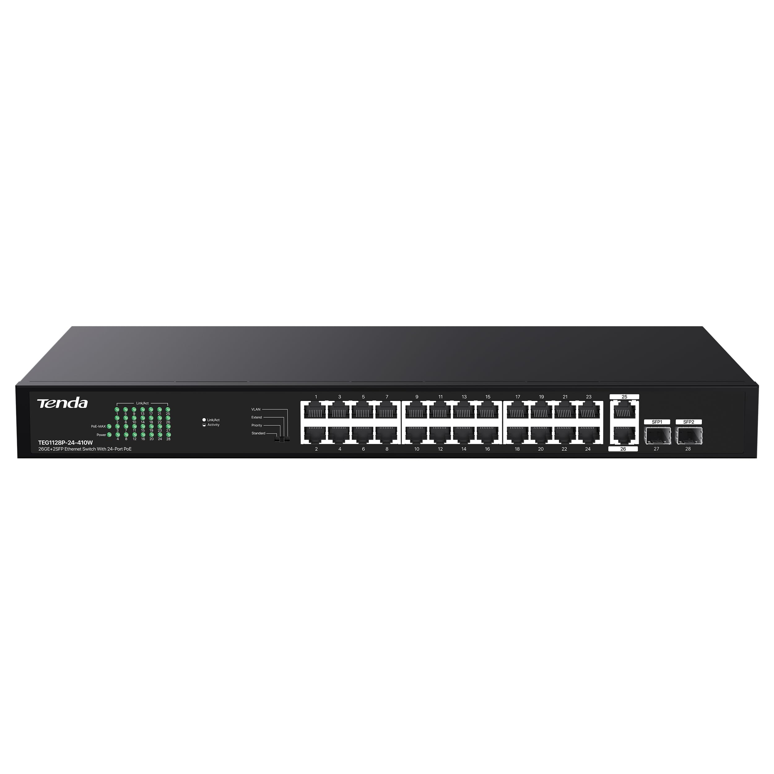 Foto 2 pulgar | Conmutador Poe Tenda Teg1128p De 24 Puertos Gigabit Con 24 Puertos Poe+ De 410 W - Venta Internacional.