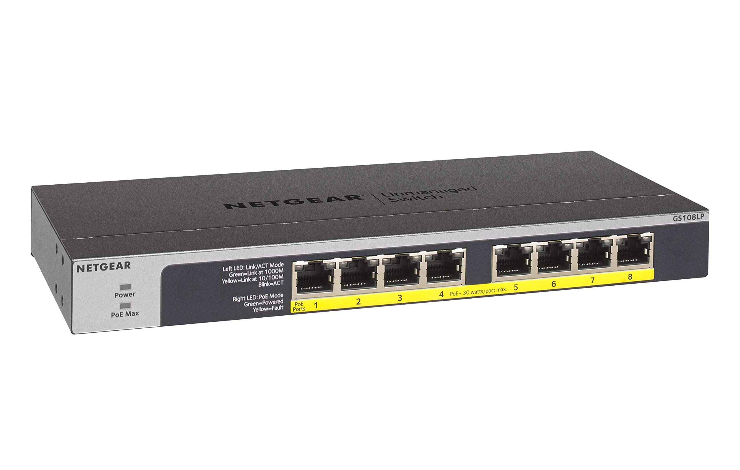 Foto 2 pulgar | Conmutador Netgear 8 Puertos Gigabit Ethernet Poe No Gestionado Gs108lp - Venta Internacional