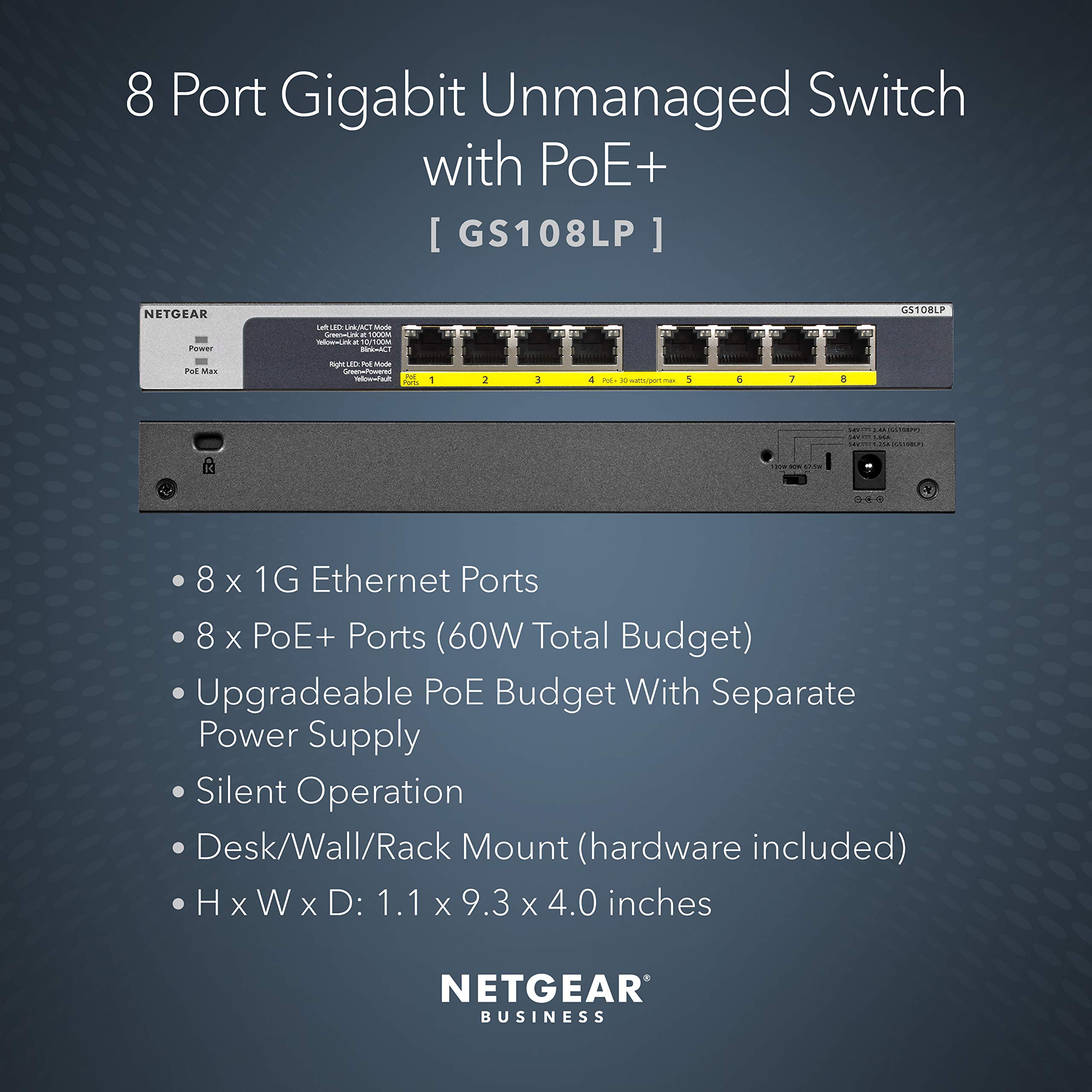 Foto 3 pulgar | Conmutador Netgear 8 Puertos Gigabit Ethernet Poe No Gestionado Gs108lp - Venta Internacional