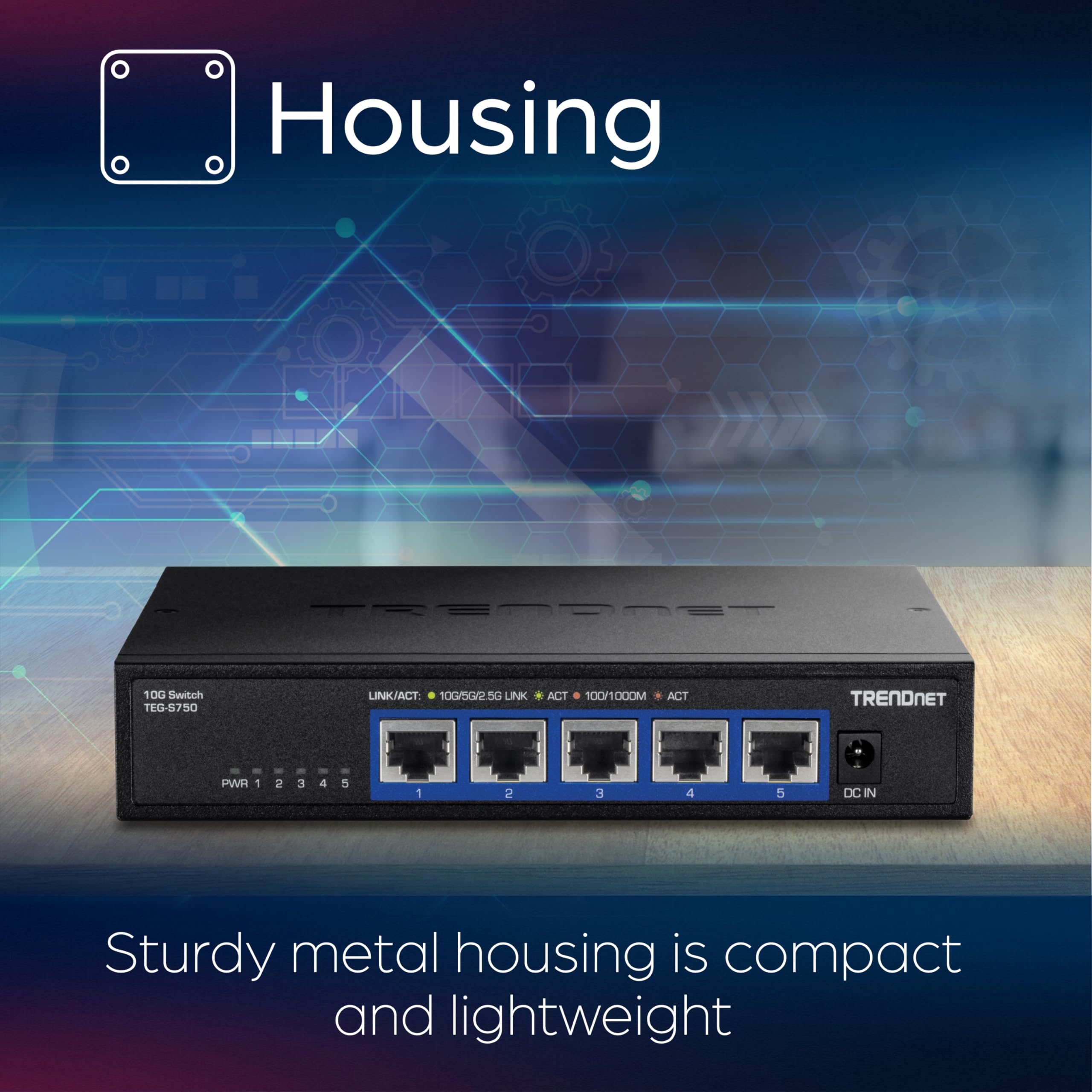 Foto 3 | Conmutador Trendnet Teg-s750 de 5 Puertos 10g Rj-45 100 Gbps Negro - Venta Internacional