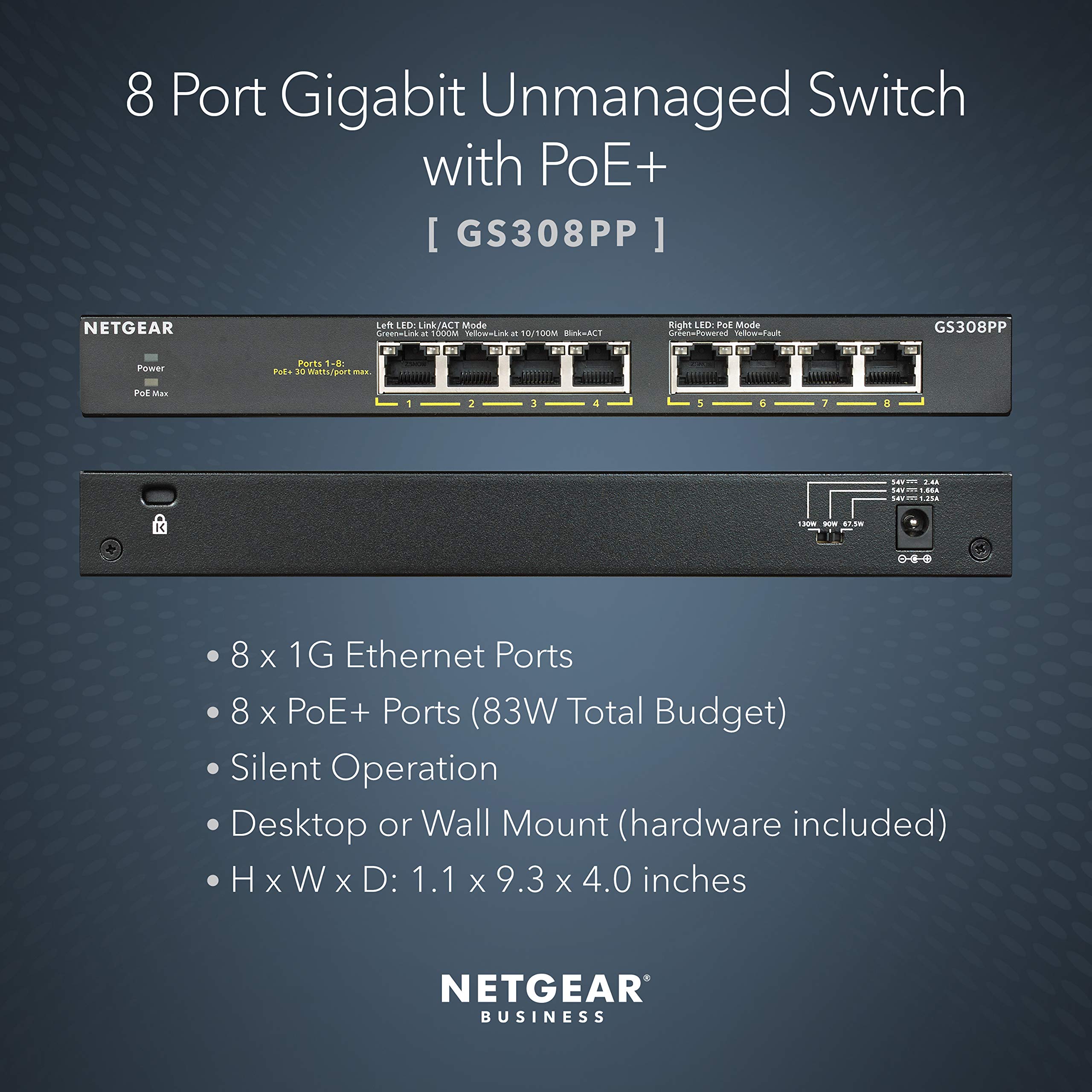 Foto 3 pulgar | Conmutador Netgear 8 Puertos Gigabit Ethernet Poe+ No Gestionado Gs308pp - Venta Internacional