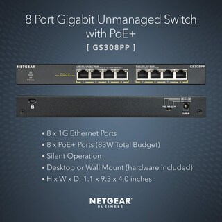 Foto 2 | Conmutador Netgear 8 Puertos Gigabit Ethernet Poe+ No Gestionado Gs308pp - Venta Internacional