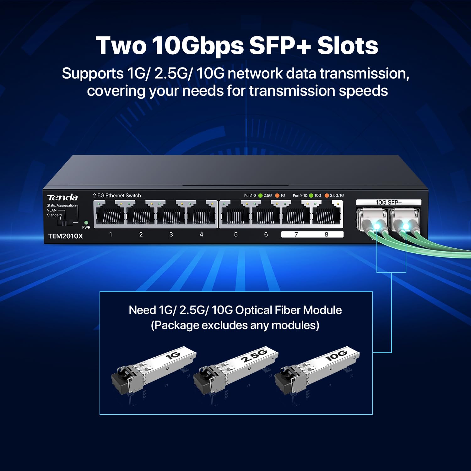 Foto 4 pulgar | Conmutador Ethernet Tenda Tem2010x De 8 Puertos Y 2,5 G Con 2 Puertos Sfp De 10 Gb - Venta Internacional.