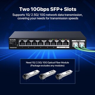 Foto 3 | Conmutador Ethernet Tenda Tem2010x De 8 Puertos Y 2,5 G Con 2 Puertos Sfp De 10 Gb - Venta Internacional.