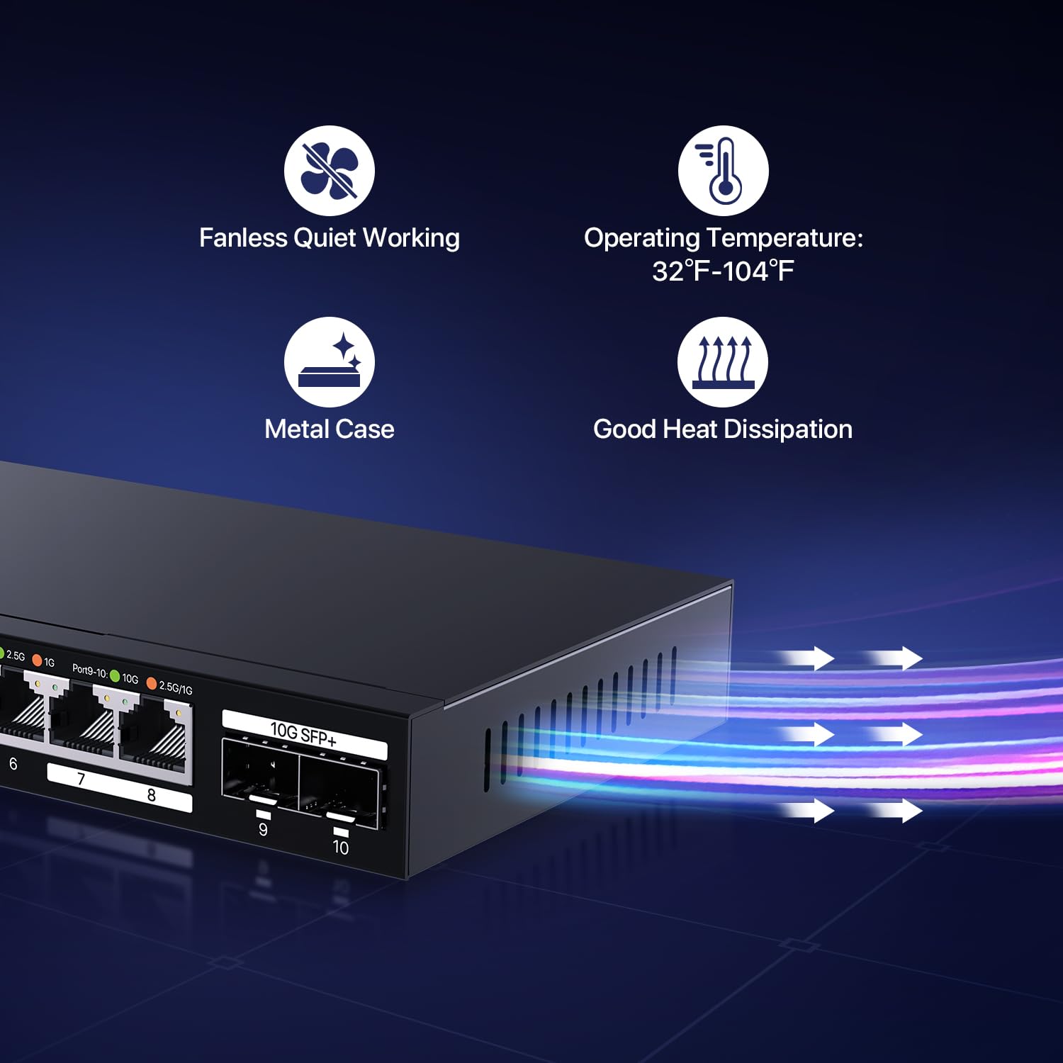 Foto 5 | Conmutador Ethernet Tenda Tem2010x De 8 Puertos Y 2,5 G Con 2 Puertos Sfp De 10 Gb - Venta Internacional.