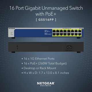 Foto 2 | Conmutador Netgear De 16 Puertos Gigabit Ethernet Poe No Gestionado Gs516pp - Venta Internacional