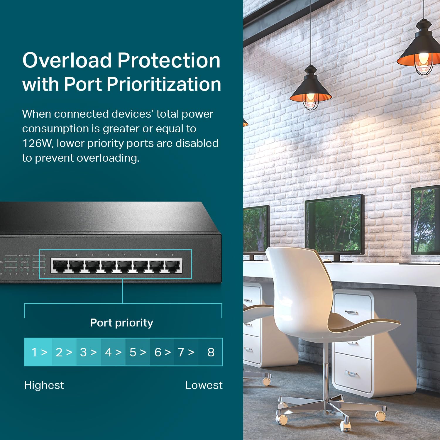Foto 4 pulgar | Conmutador Poe Tp-link Tl-sg1008mp 8 Puertos Gigabit 8 Poe+ 153 W - Venta Internacional.