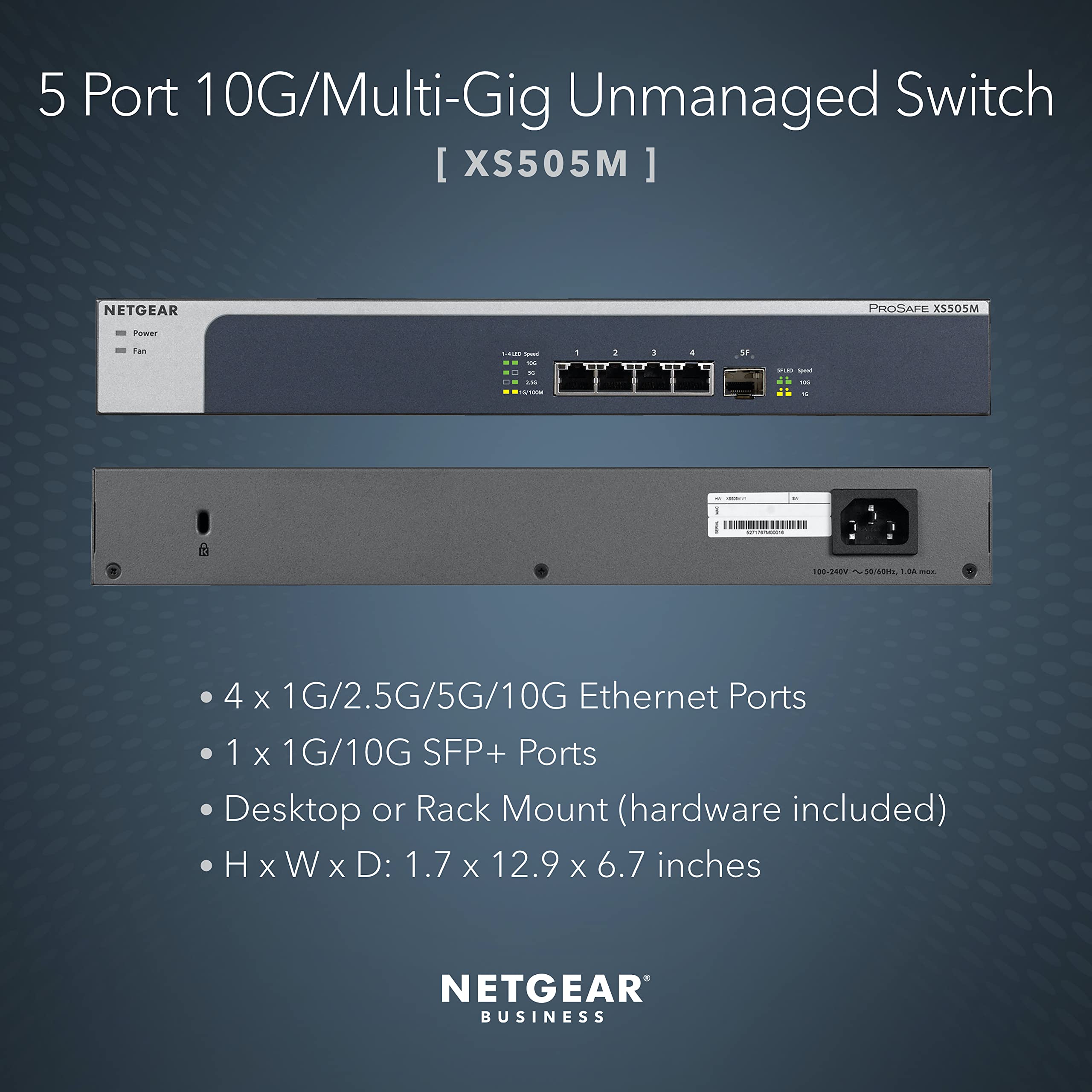 Foto 3 pulgar | Conmutador Netgear Xs505m Multi-gigabit Ethernet 5 Puertos 10g - Venta Internacional