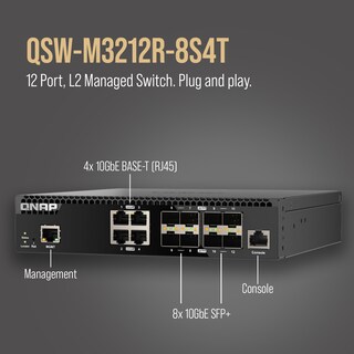 Foto 3 | Conmutador De Red Qnap Qsw-m3212r-8s4t-us De 12 Puertos Y 10 Gbe - Venta Internacional.