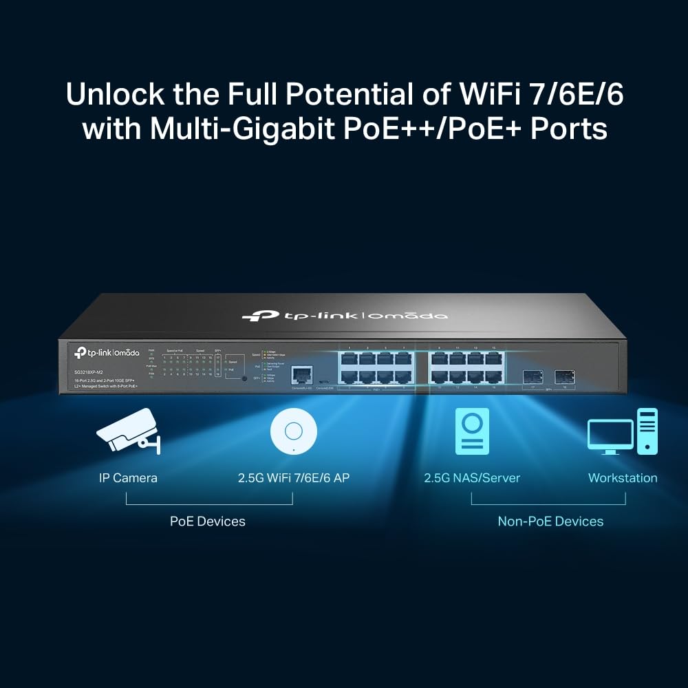 Foto 5 pulgar | Conmutador Tp-link Omada Sg3218xp-m2 Poe+ De 16 Puertos Y 2 5 G - Venta Internacional.