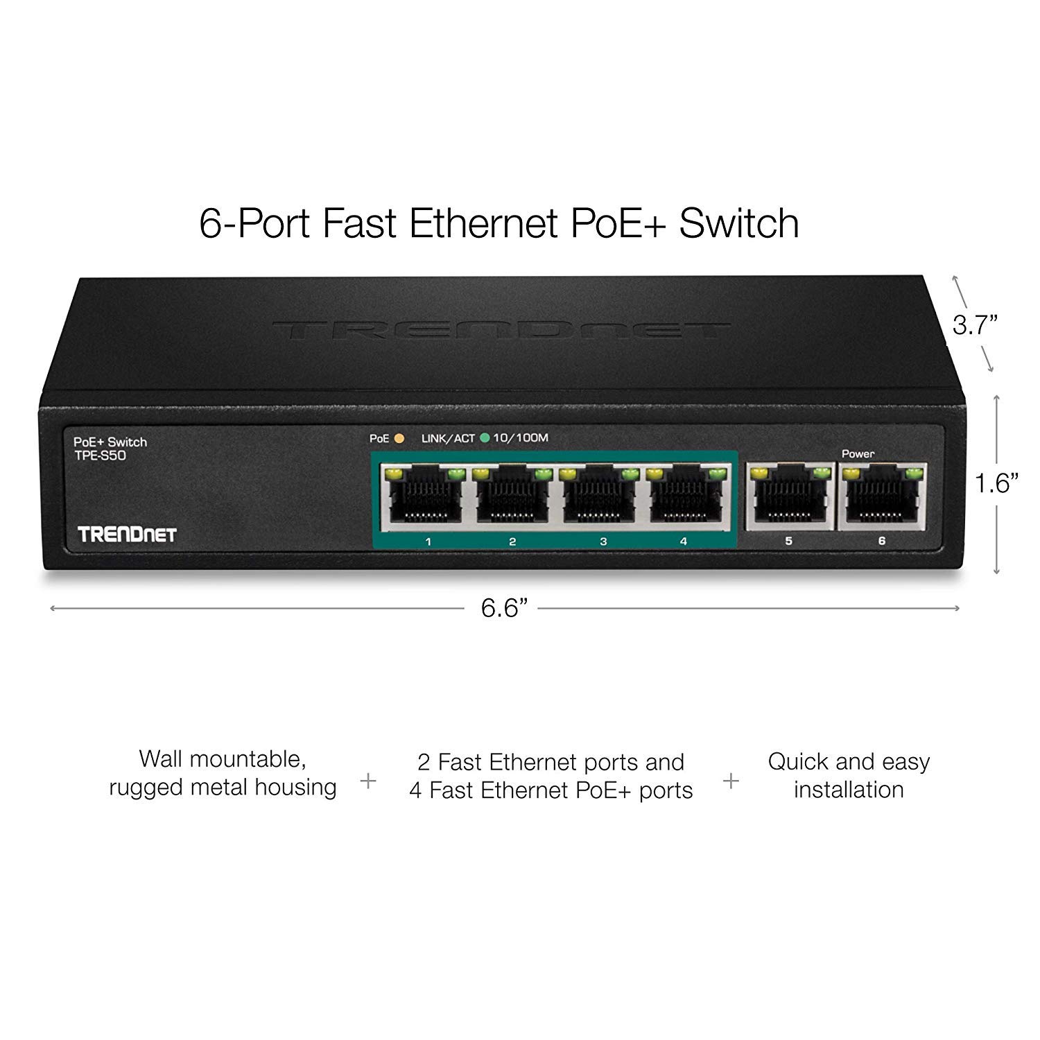 Foto 4 pulgar | Conmutador Ethernet Poe+ Trendnet Tpe-s50 De 6 Puertos Y 1 2 Gbps - Venta Internacional.