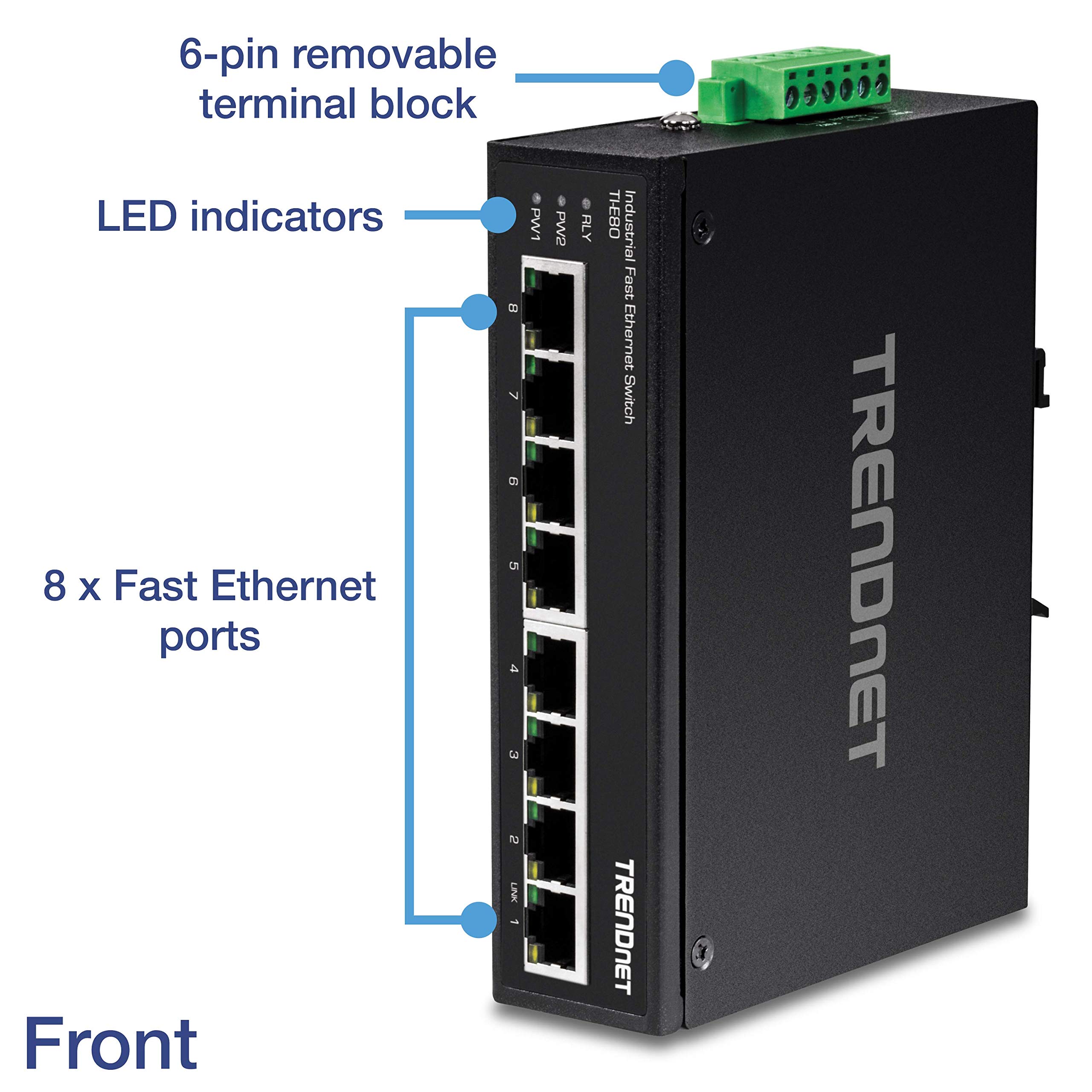 Foto 2 | Conmutador Industrial De Carril Din Fast Ethernet Trendnet Ti-e80 - Venta Internacional.