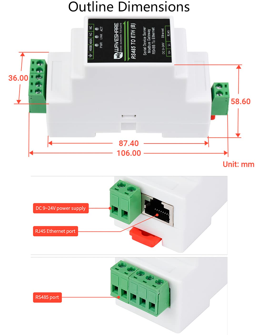 Foto 8 pulgar | Servidor Serie Modbus Mqtt Gateway Rs485 A Ethernet - Venta Internacional.