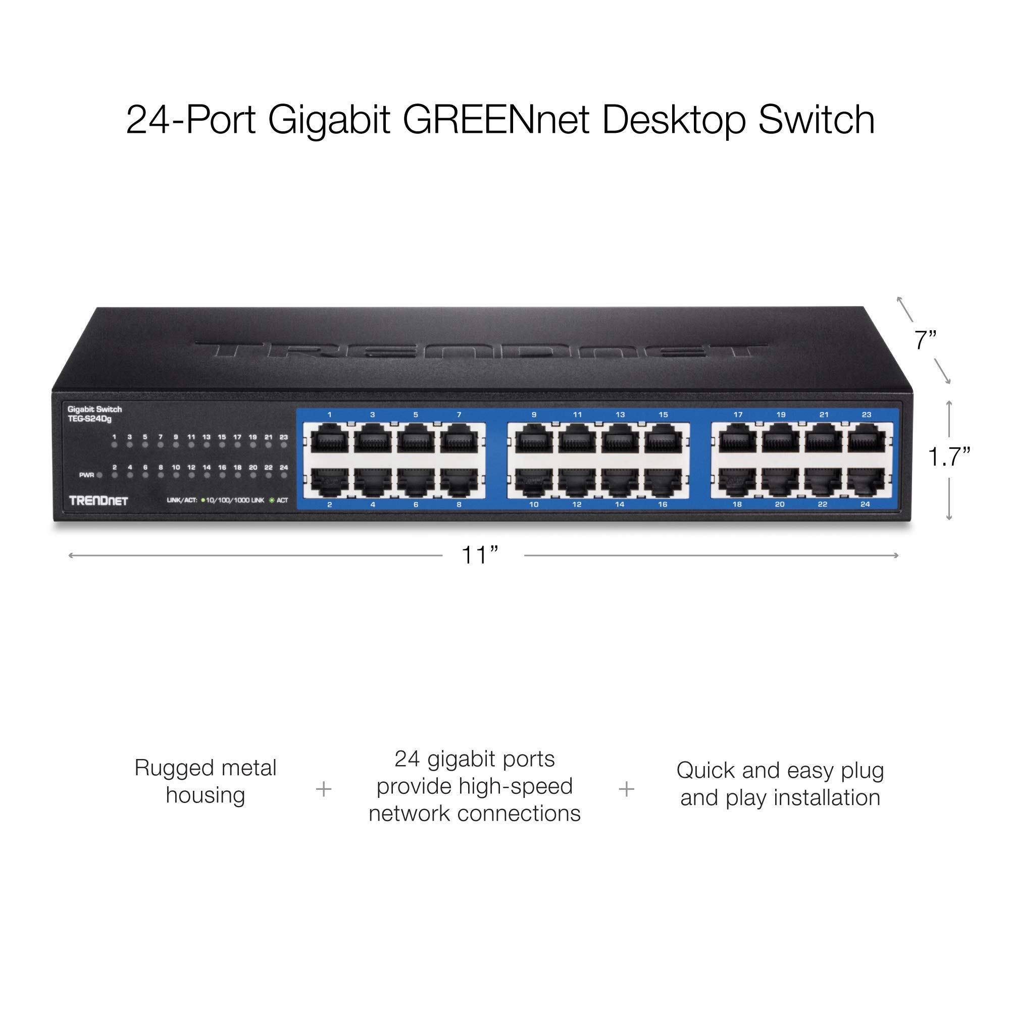 Foto 3 pulgar | Conmutador De Escritorio Trendnet Teg-s24dg De 24 Puertos Gigabit Ethernet - Venta Internacional.