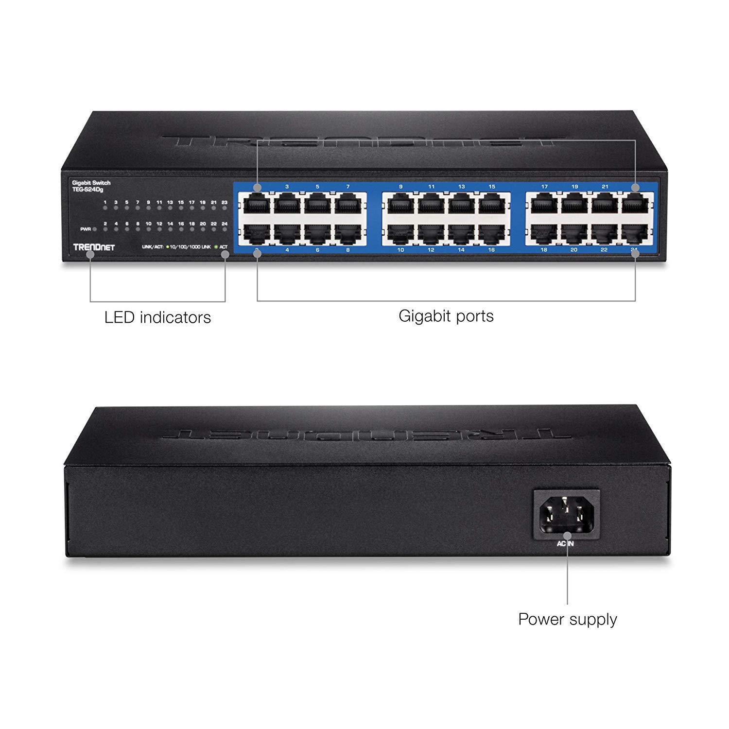 Foto 4 pulgar | Conmutador De Escritorio Trendnet Teg-s24dg De 24 Puertos Gigabit Ethernet - Venta Internacional.