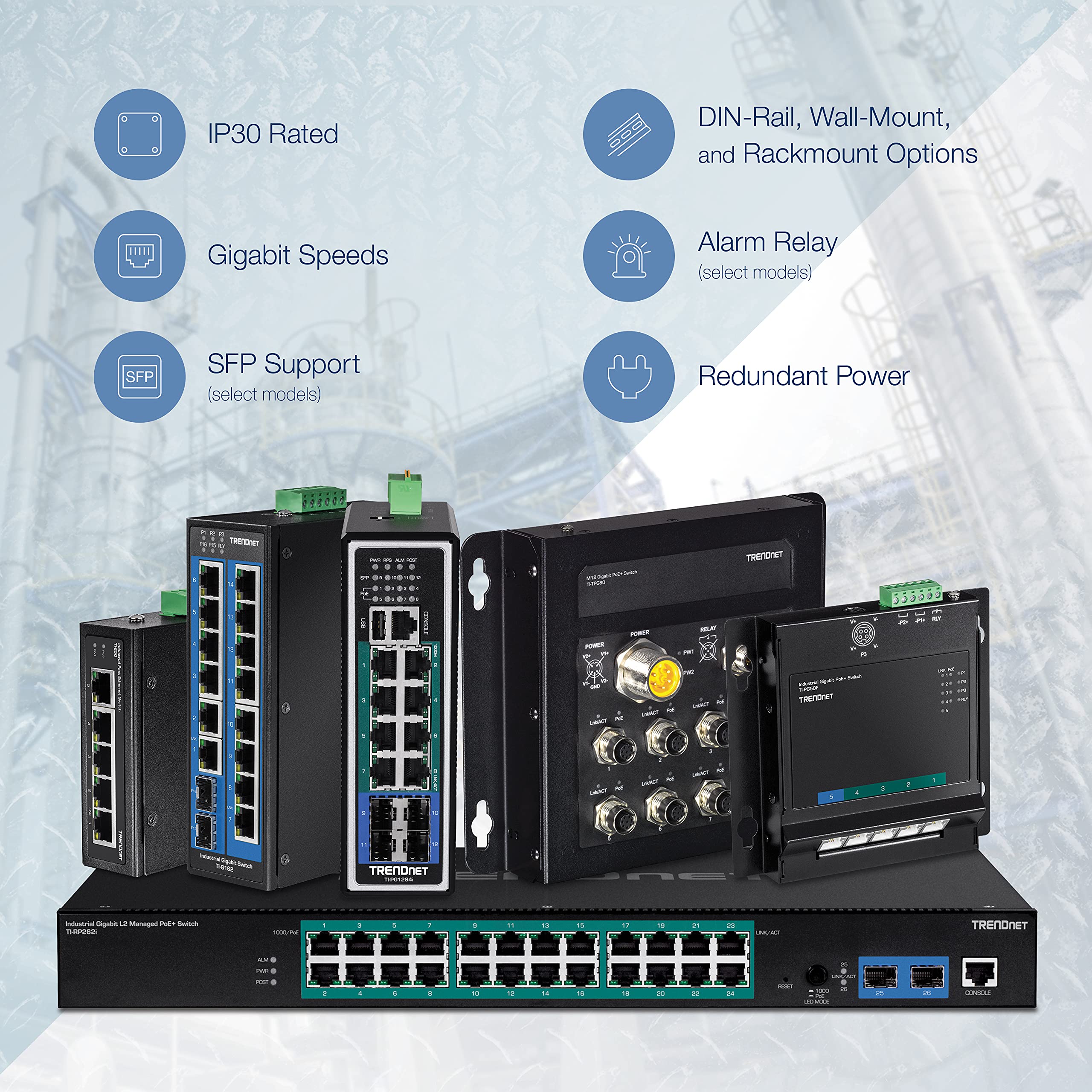 Foto 4 | Conmutador Industrial De Riel Din Gigabit Trendnet Ti-g50  10 Gbps - Venta Internacional.