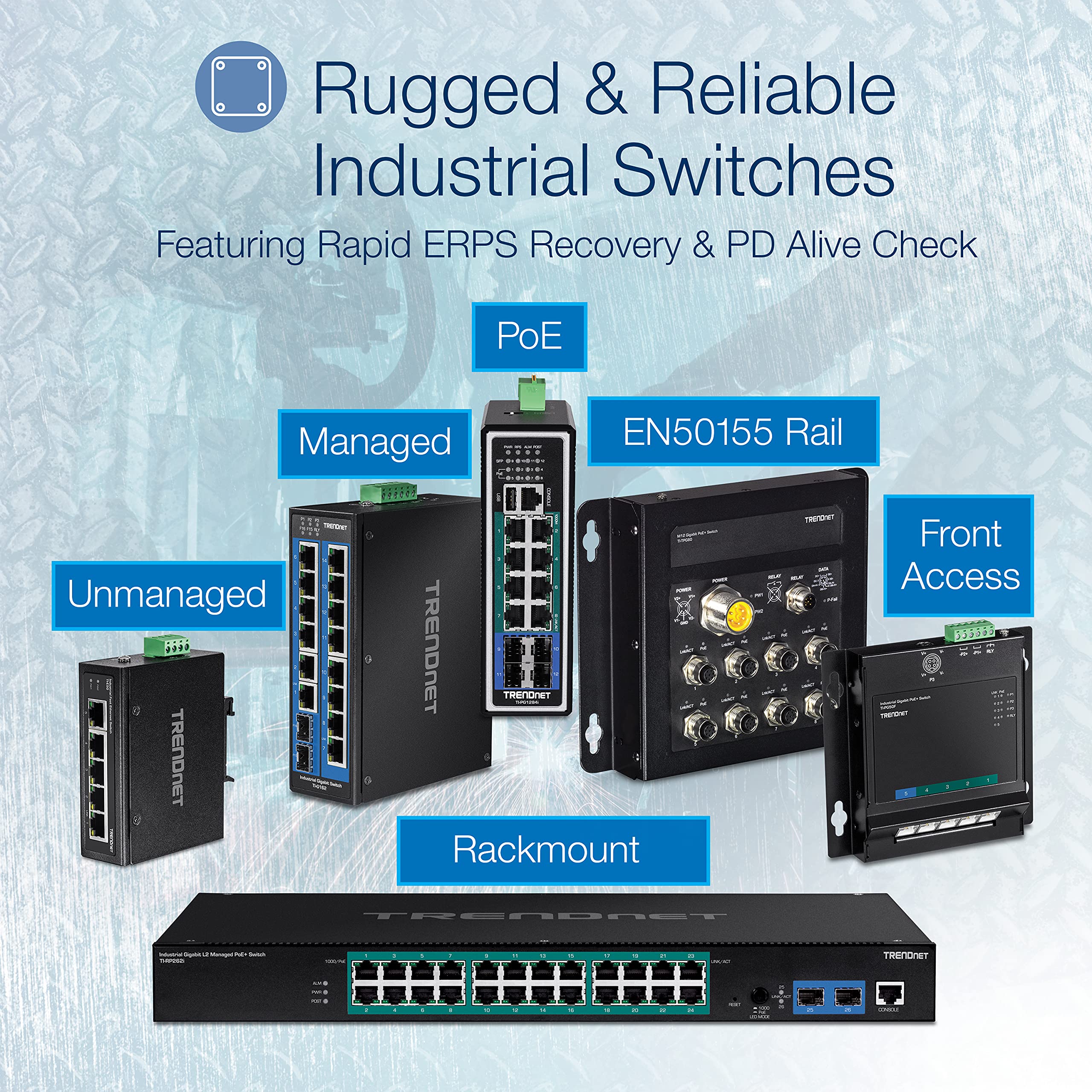 Foto 5 | Conmutador Industrial De Riel Din Gigabit Trendnet Ti-g50  10 Gbps - Venta Internacional.