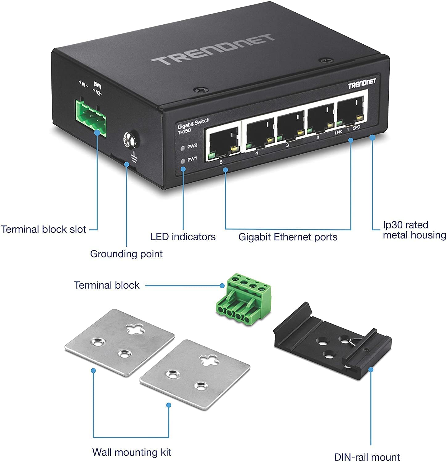 Foto 7 | Conmutador Industrial De Riel Din Gigabit Trendnet Ti-g50  10 Gbps - Venta Internacional.