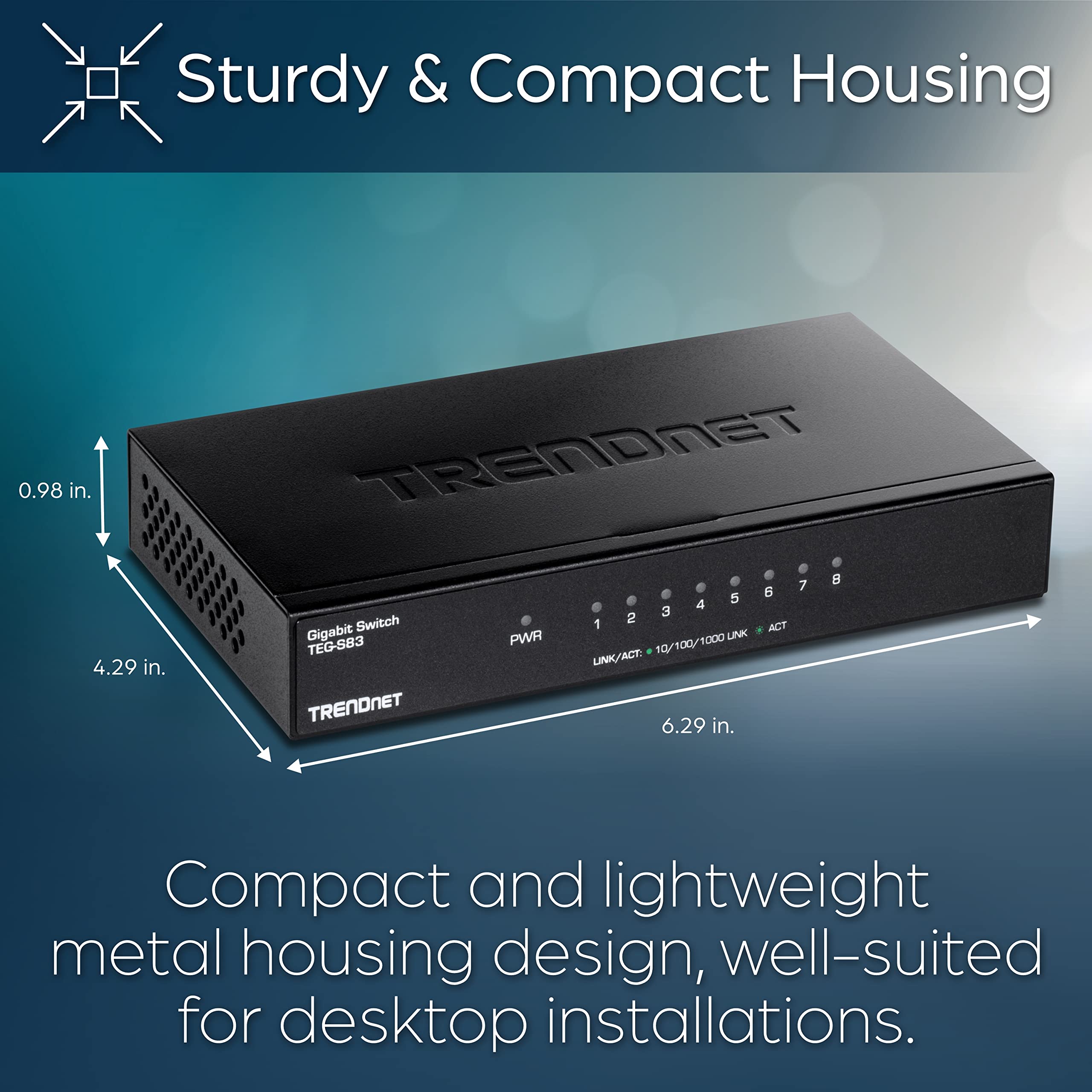 Foto 4 | Conmutador De Escritorio Trendnet Teg-s83 De 8 Puertos Gigabit Rj-45 Negro - Venta Internacional.