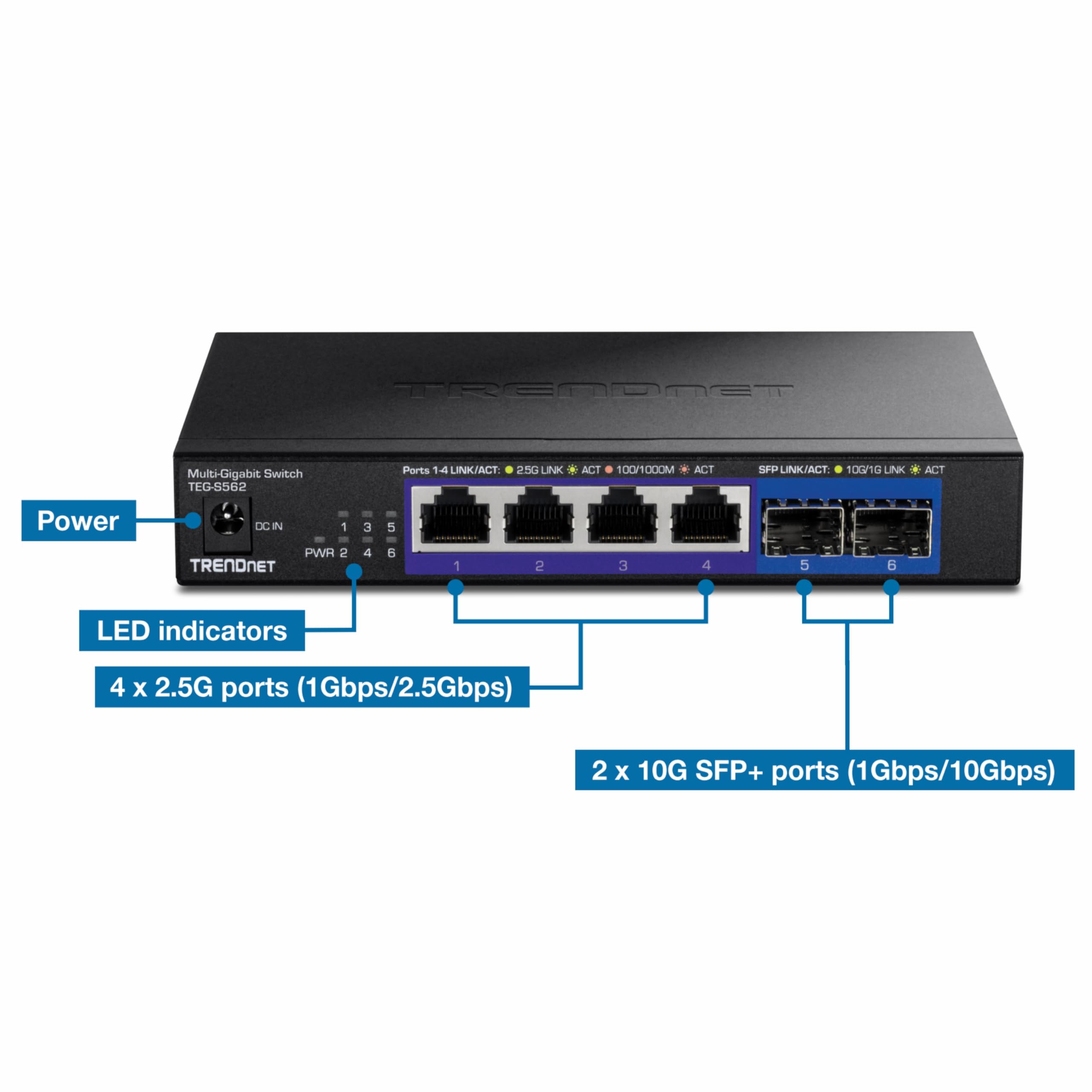 Foto 5 | Conmutador Ethernet De Red Trendnet Teg-s562 De 6 Puertos Y Varios Gigas - Venta Internacional.