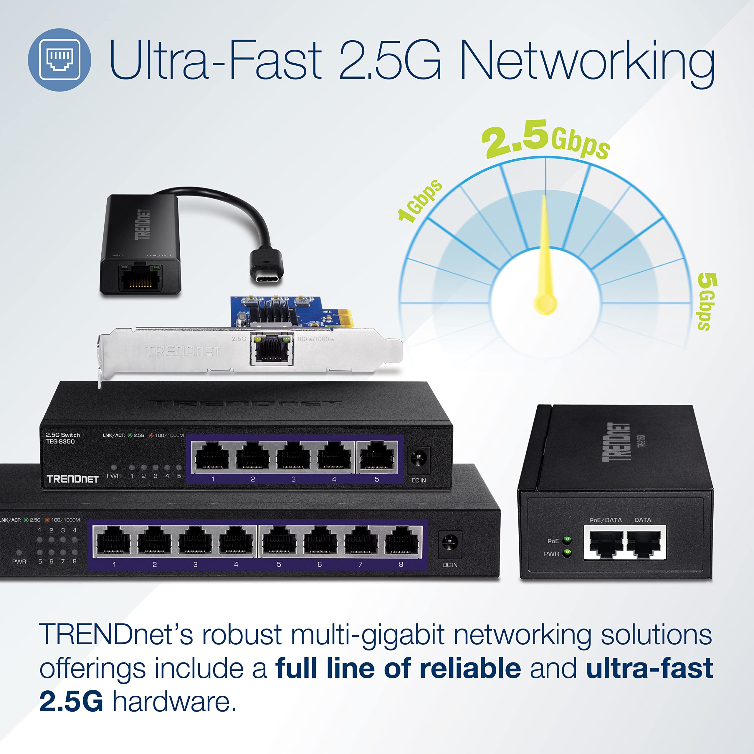 Foto 2 | Inyector Poe+ Trendnet Tpe-215gi 2.5g 30w Con Alimentación Integrada - Venta Internacional.