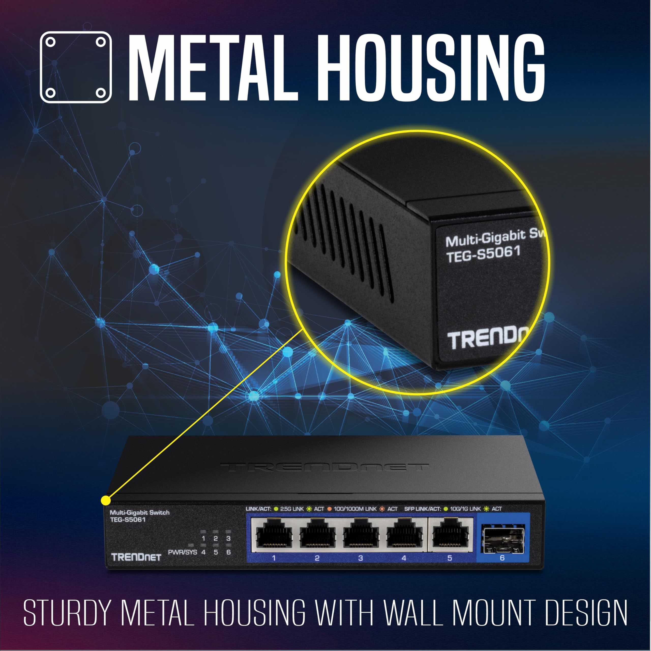 Foto 3 pulgar | Switch Trendnet Teg-s5061 De 6 Puertos No Gestionados De 2 5 G Con Sfp+ De 10 G - Venta Internacional.