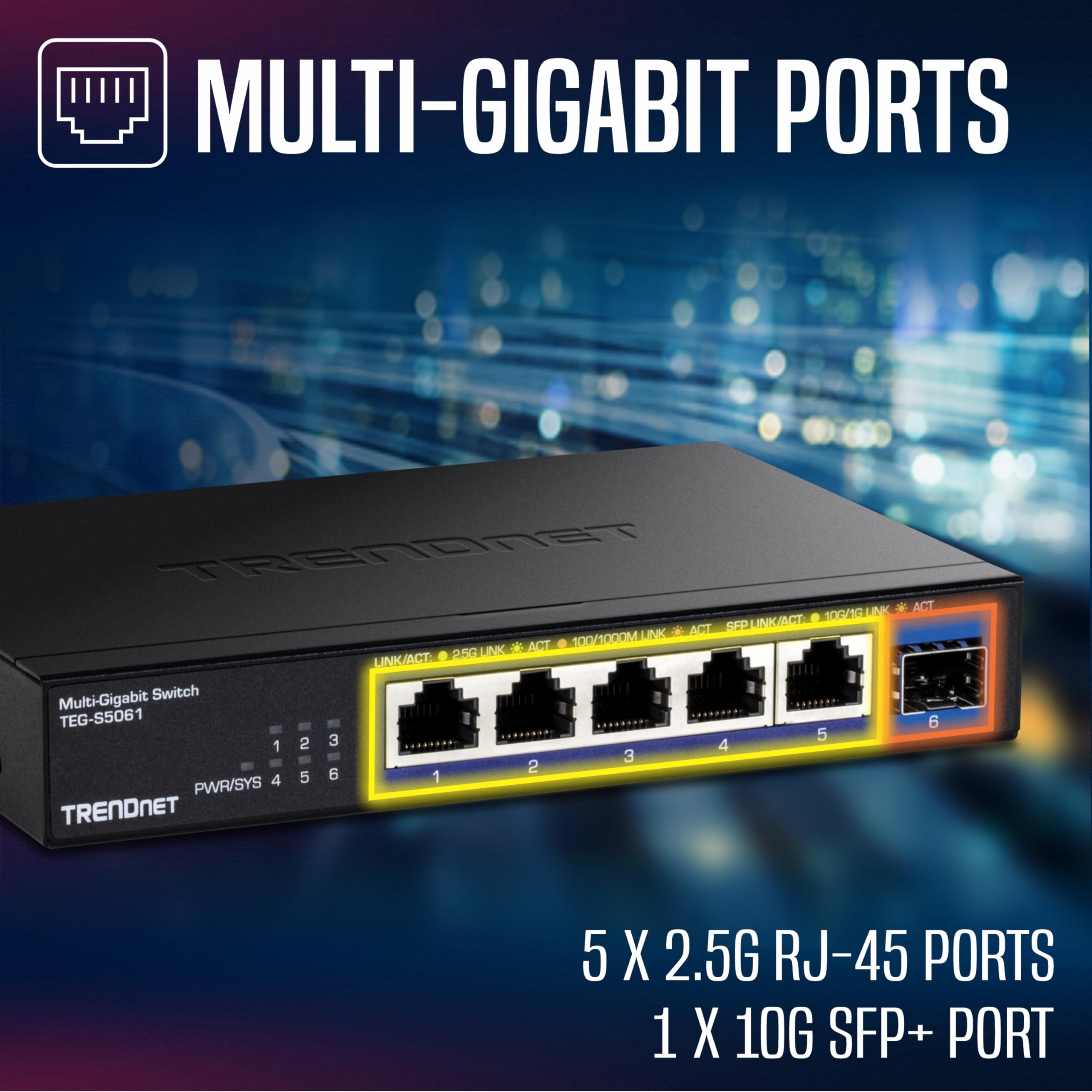 Foto 4 pulgar | Switch Trendnet Teg-s5061 De 6 Puertos No Gestionados De 2 5 G Con Sfp+ De 10 G - Venta Internacional.