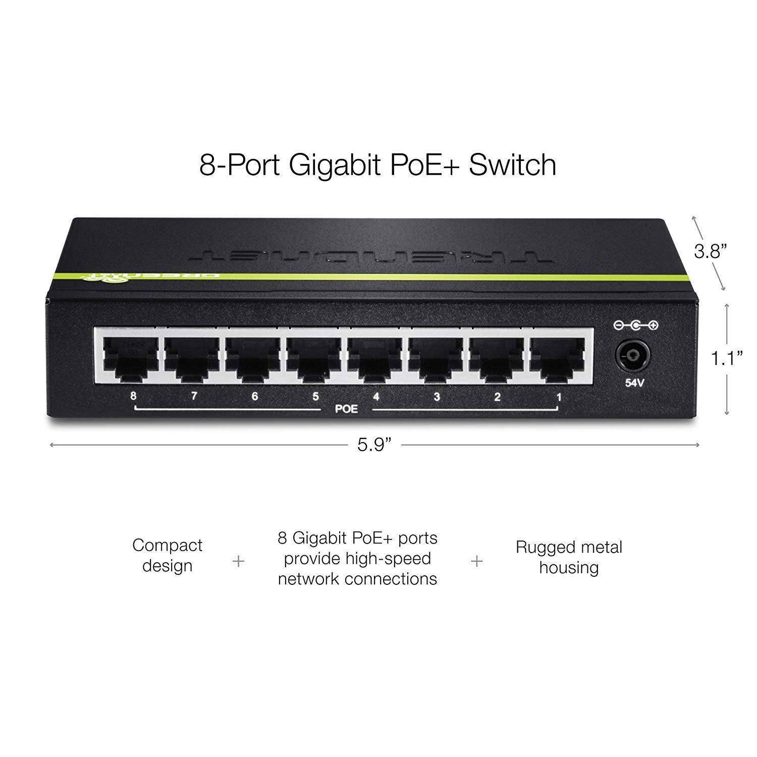 Foto 4 pulgar | Conmutador Poe+ Gigabit Trendnet Tpe-tg80g De 8 Puertos 123 W Negro - Venta Internacional.