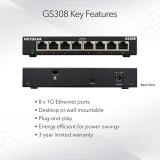 Foto 5 | Conmutador Ethernet Netgear Gs308 De 8 Puertos Gigabit No Administrado - Venta Internacional.