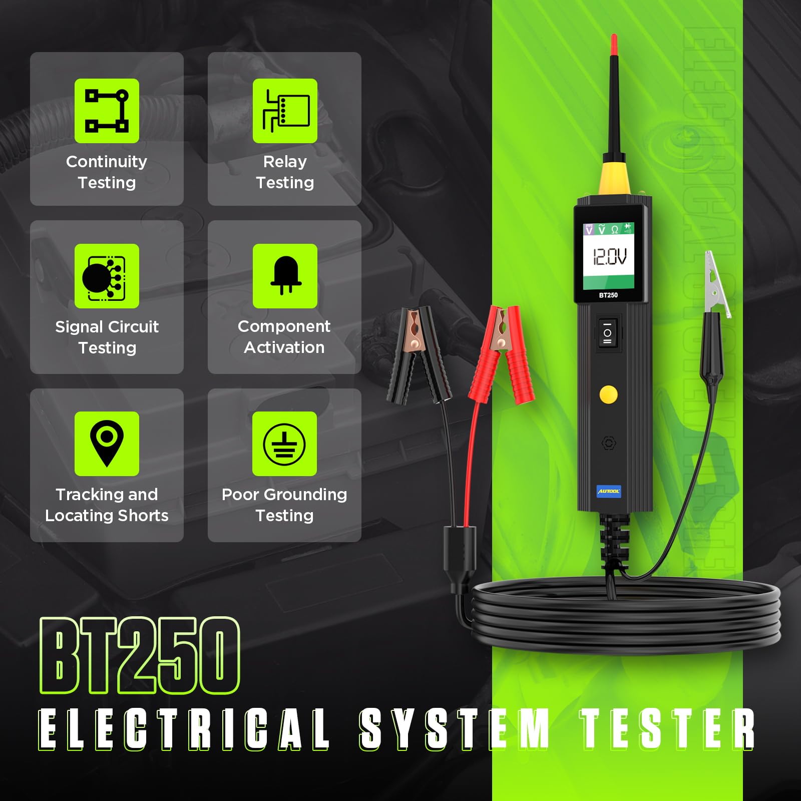 Foto 3 pulgar | Probador De Circuitos Automotrices Autool Bt250 0-70 V Con Voltaje Ac/dc - Venta Internacional.