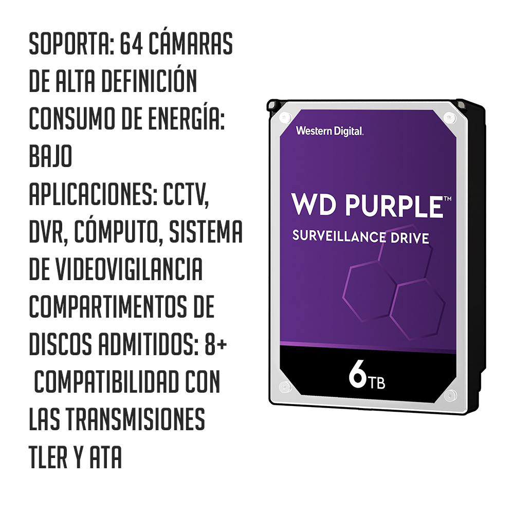 Foto 3 pulgar | Disco Duro Interno Purple Surveillance 6 Tb Western Digital color Púrpura