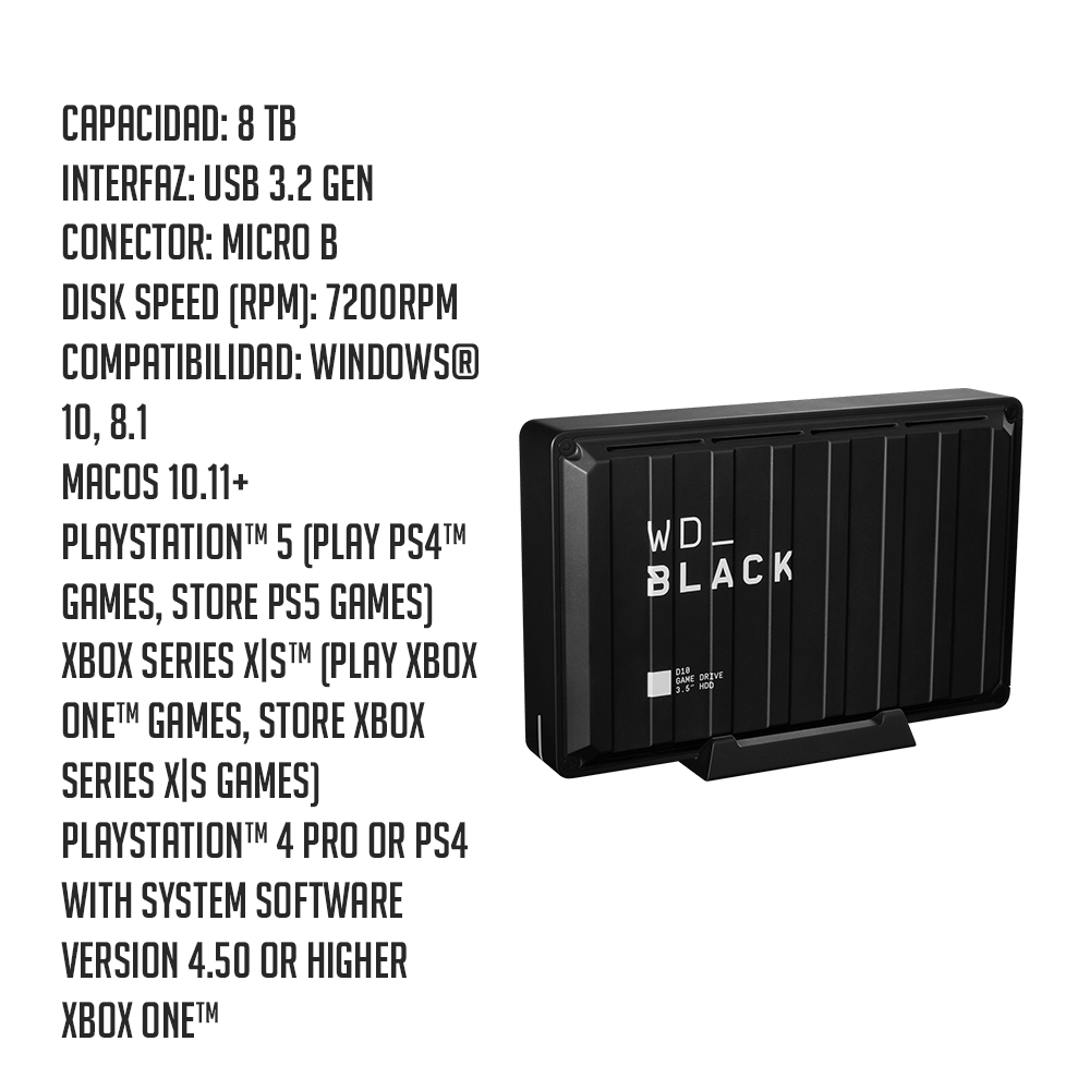 Foto 2 | Disco Duro Externo Black D10 8 Tb Gaming