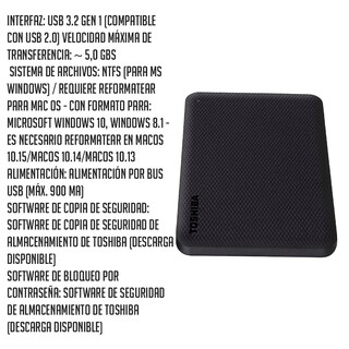 Foto 2 | Disco Duro Externo 2.5'' Advanced 4tb Portátil Toshiba color Negro