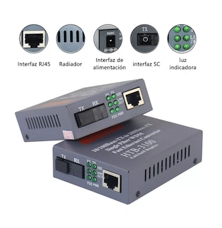 Foto 3 | Convertidores Fibra Óptica Medios10/100 Ethernet 25km 2 Piezas Grises