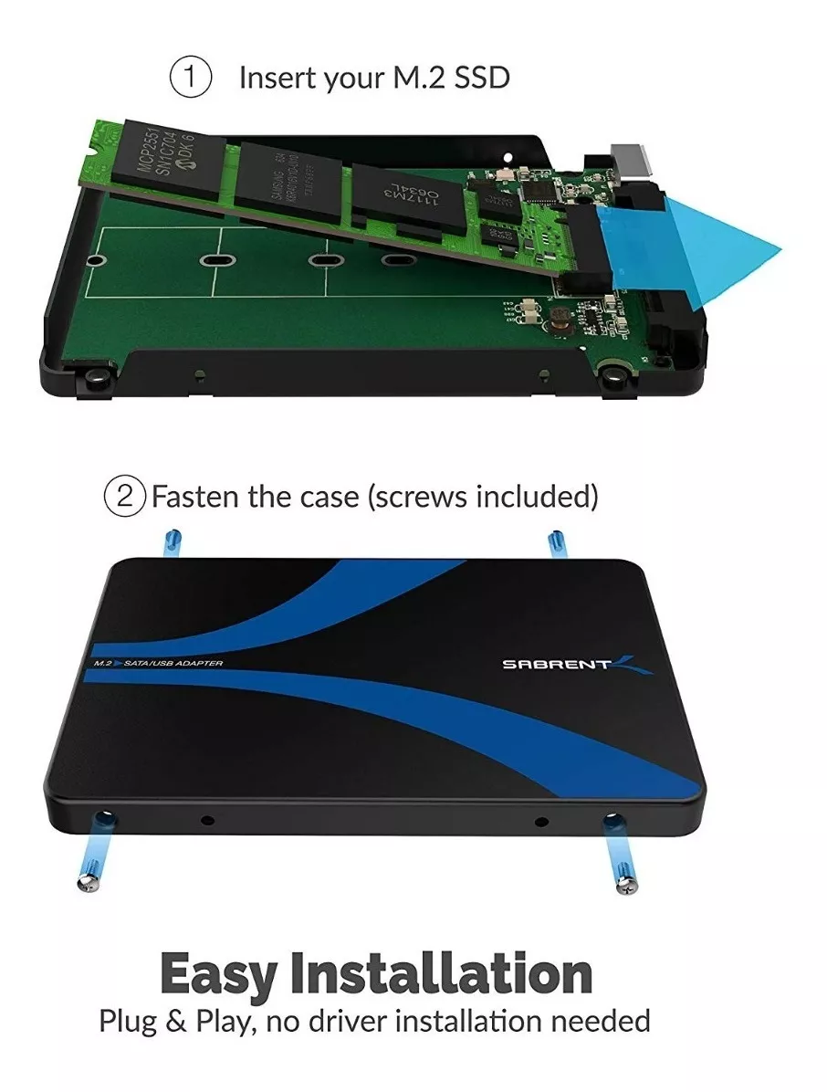 Foto 3 | Case Externo Sabrent EC-M2CU color Negro M.2 SSD a Sata 2.5 '' USB 3.0