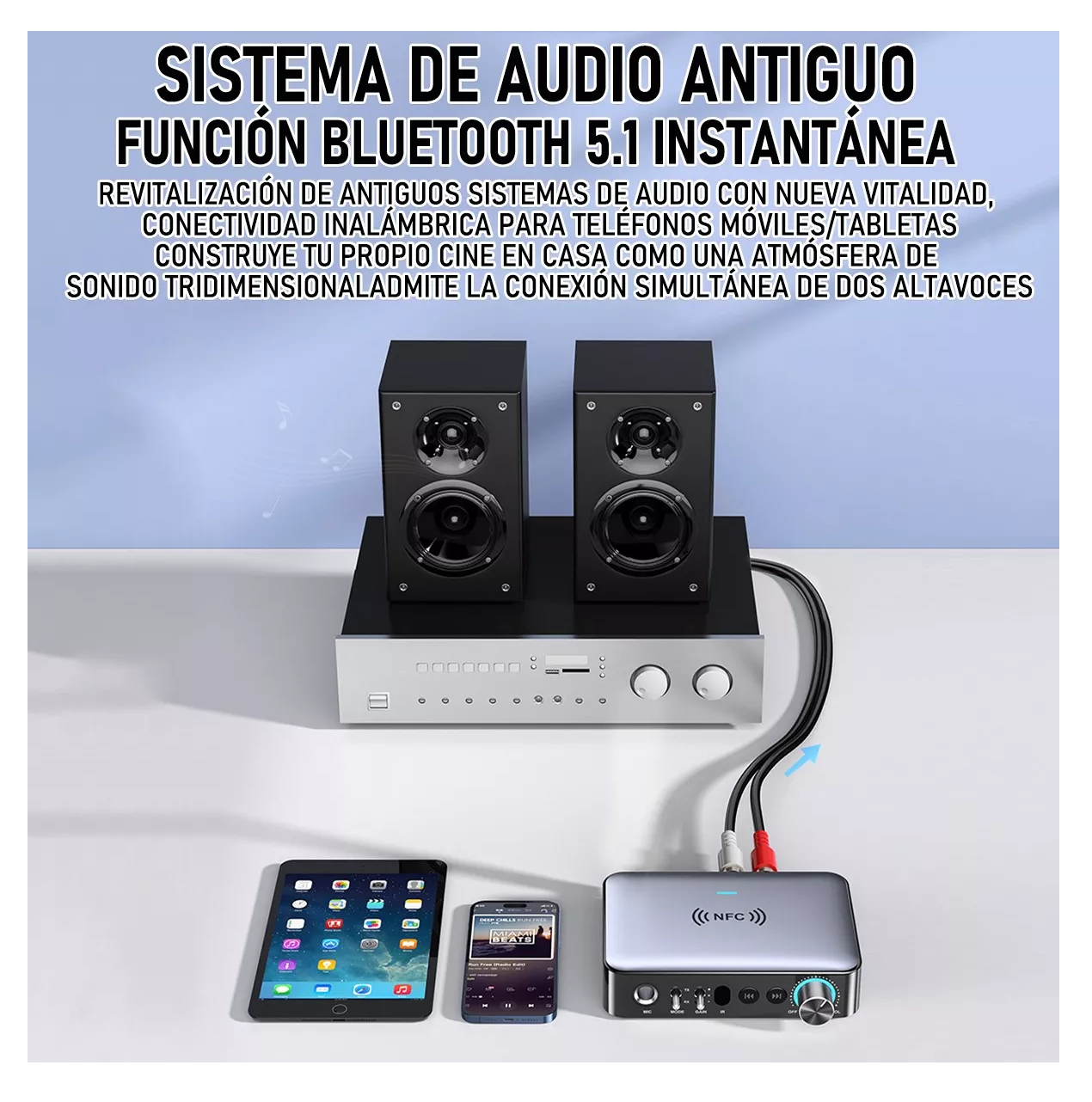 Foto 5 | Receptor/adaptador De Audio 3 En 1 Bluetooth 5.1 Gris Oscuro