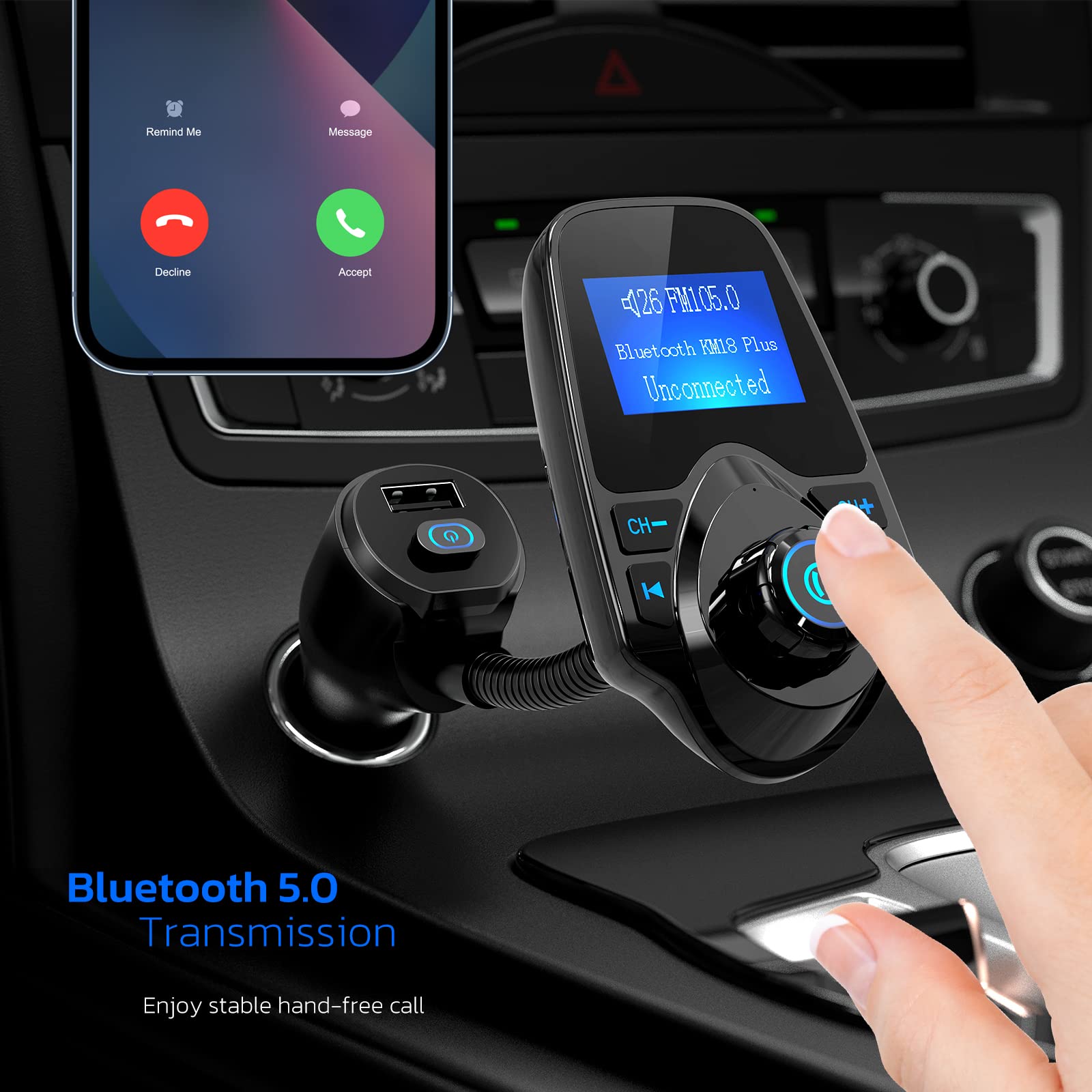 Foto 5 | Transmisor Fm Bluetooth Nulaxy Km18 Plus Para Coche Negro - Venta Internacional.