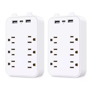 Foto 1 | Adaptador De Pared Multicontactos,6toma,2 Usb,1 Tipo C 2 Pcs, Blanco