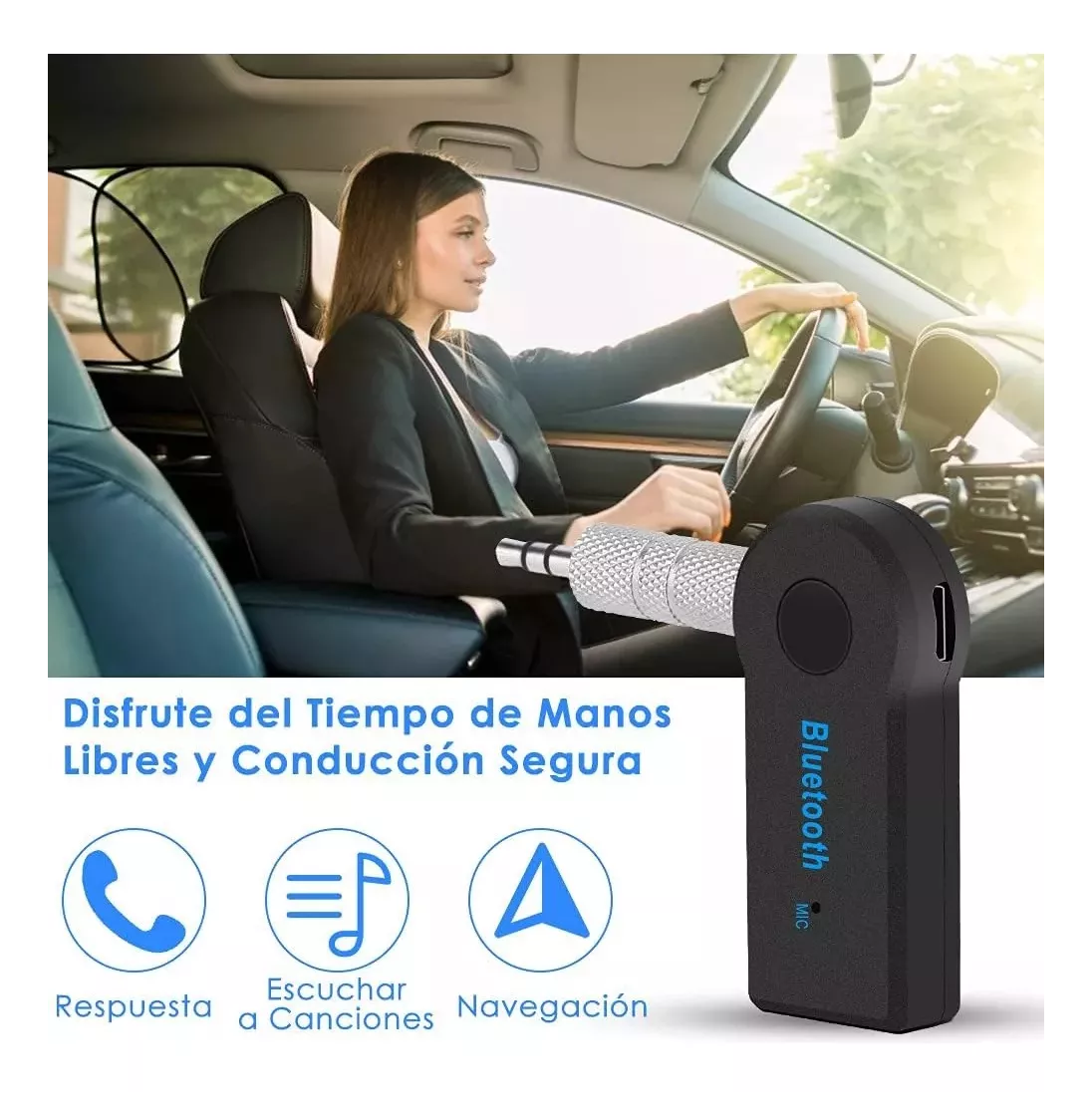 Foto 4 pulgar | Adaptador Bluetooth 3.5 Jack Manos Libres Para Carros 2 Pcs Negro