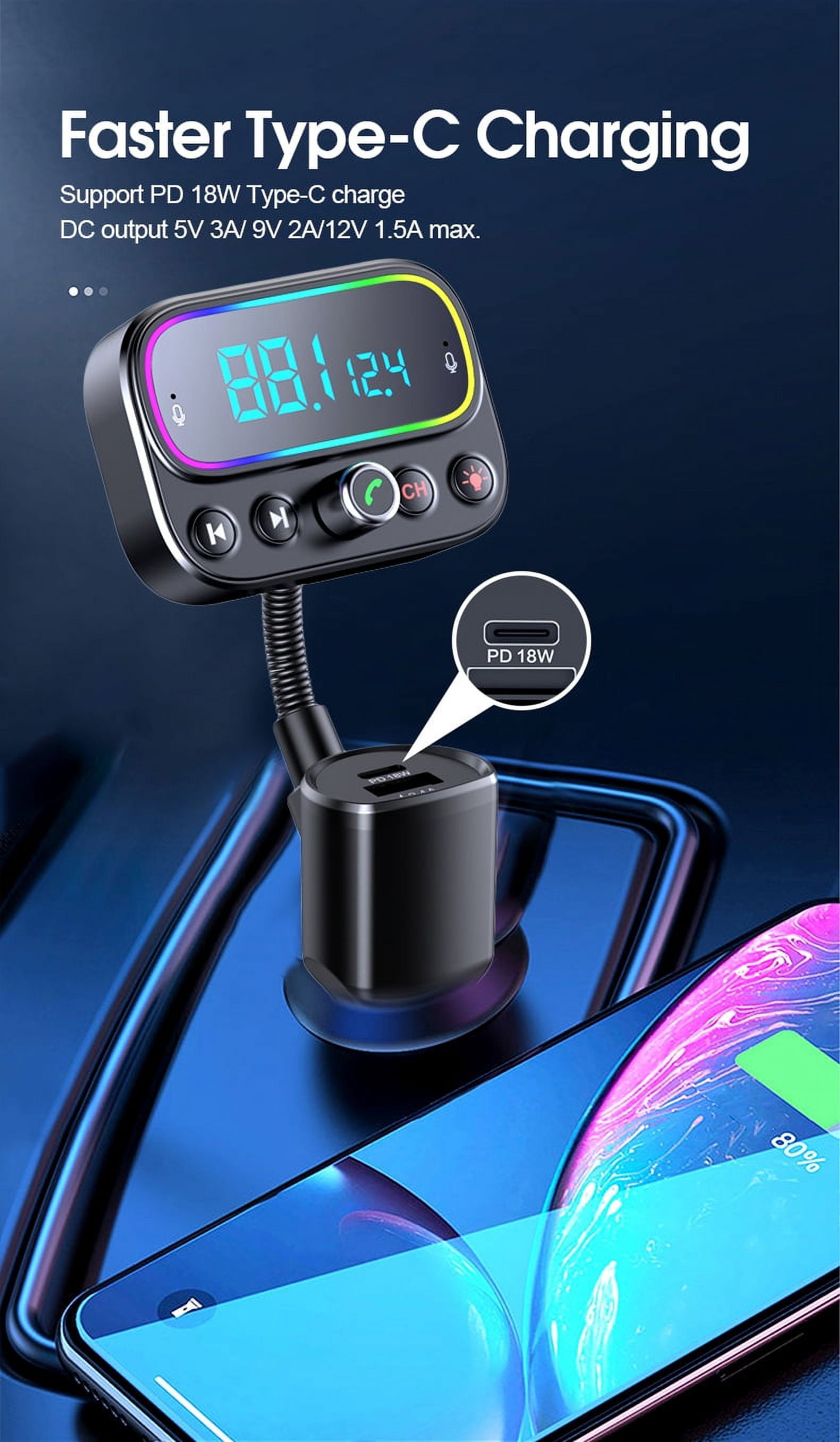 Foto 3 | Transmisor Fm Bluetooth, Doble Usb, Carga Rápida, Pd18w - Venta Internacional.