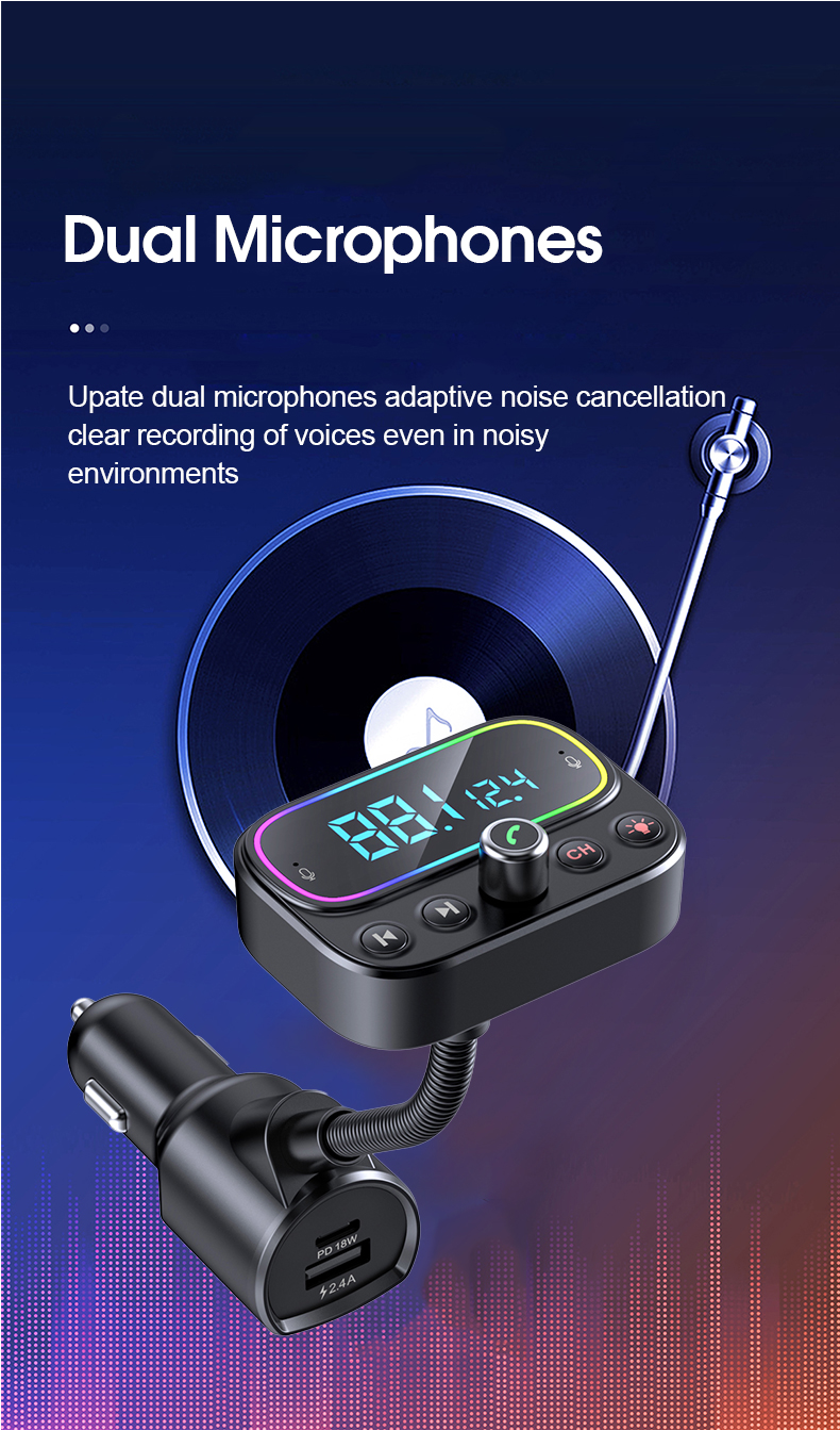 Foto 7 pulgar | Transmisor Fm Bluetooth, Doble Usb, Carga Rápida, Pd18w - Venta Internacional.