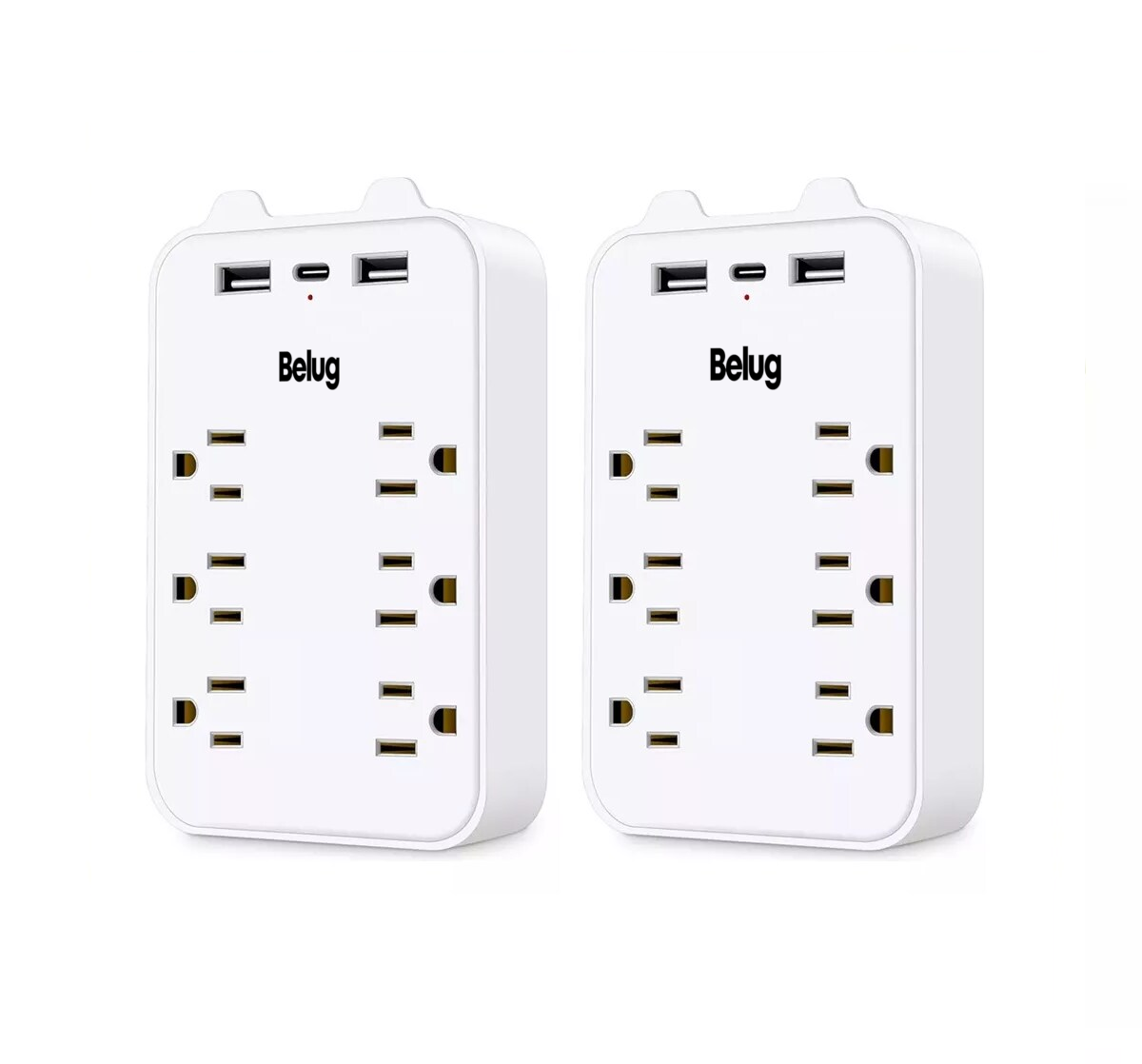 Foto 1 | Adaptador De Pared Multicontactos,6toma,2 Usb,1 Tipo C 2 Pcs, Belug  Blanco