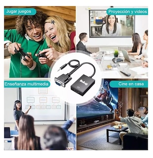 Foto 4 | Convertidor Vga A Hdmi Adaptadores Full Hd 1080p 1.8m Belug Cable Negro