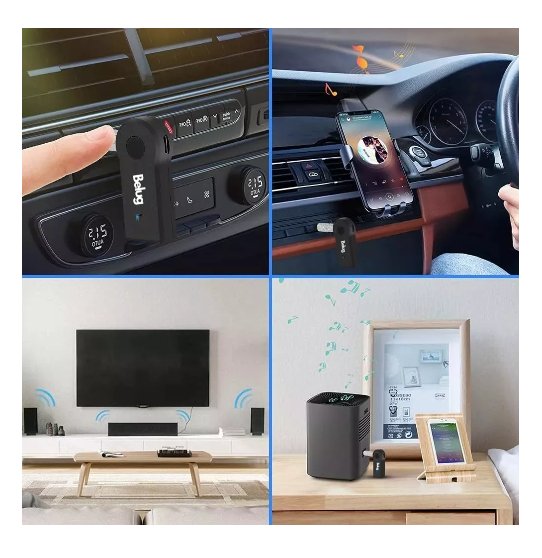 Foto 5 pulgar | Adaptador Bluetooth 3.5 Jack Manos Libres Para Carros 2 Pcs, Belug Negro