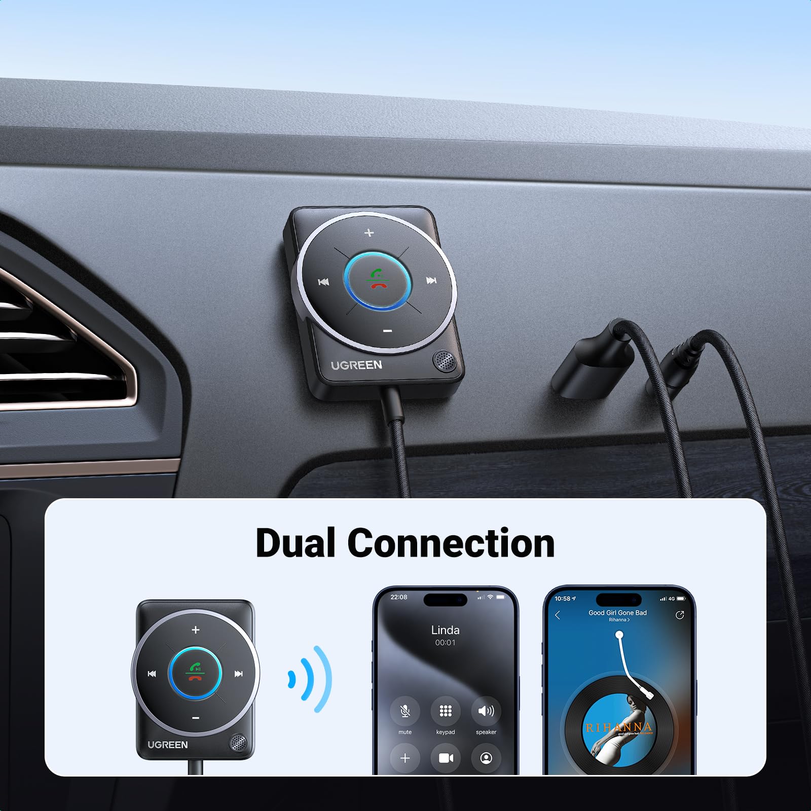 Foto 8 pulgar | Adaptador De Coche Auxiliar Bluetooth 5.4 Ugreen 2024 Con Cancelación De Ruido - Venta Internacional.
