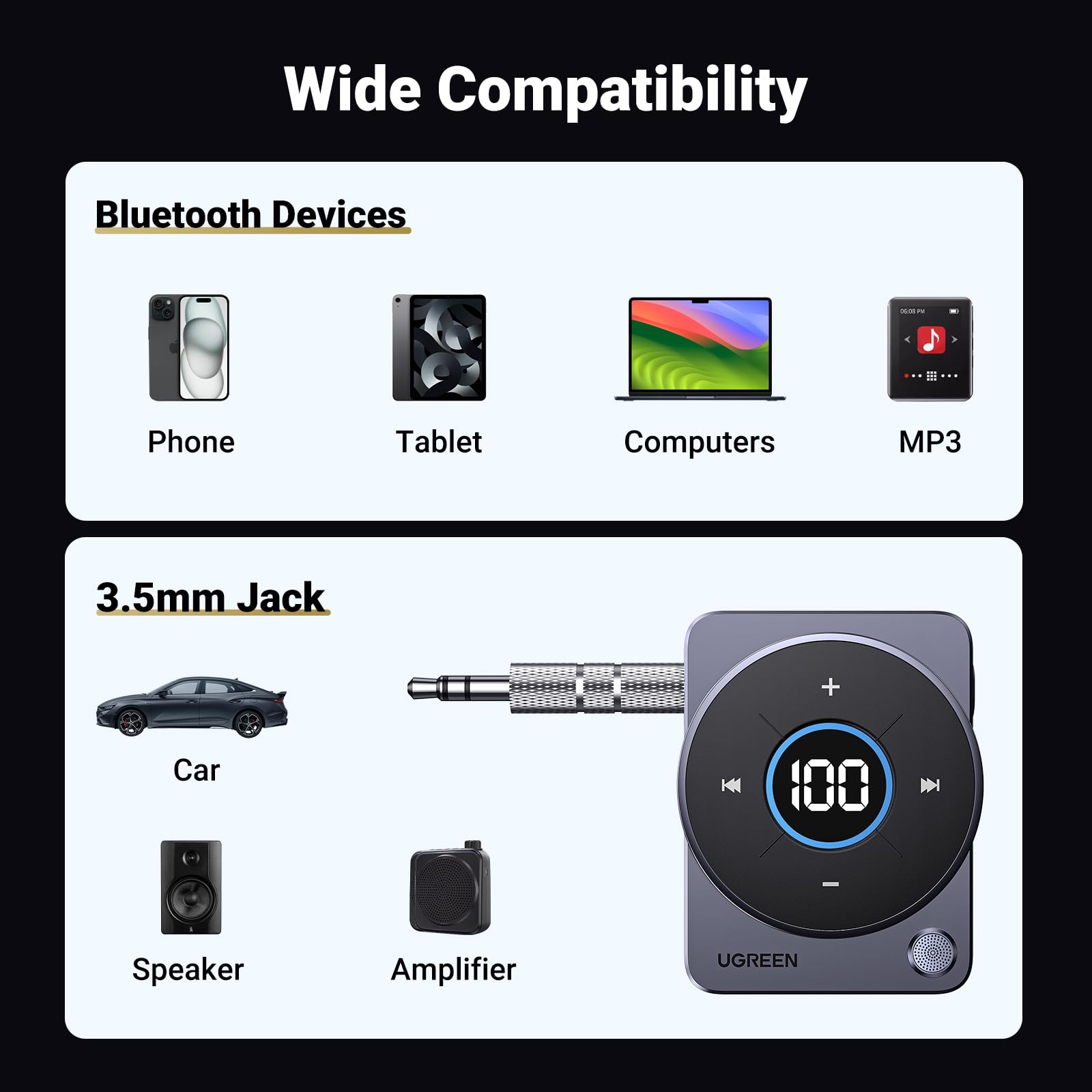 Foto 8 pulgar | Adaptador Bluetooth Para Coche Ugreen 5.4 Con Cancelación De Ruido - Venta Internacional.