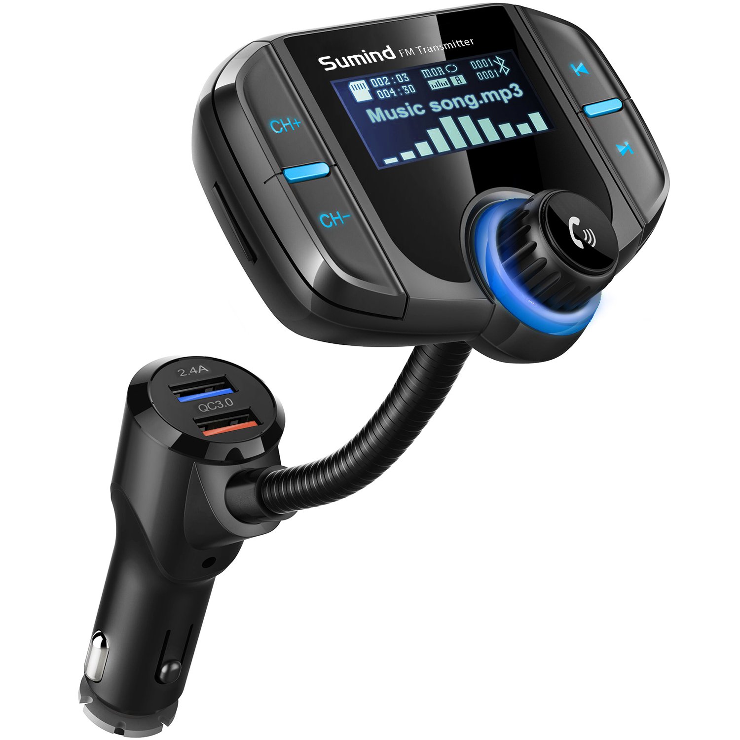 Foto 1 | (versión Mejorada) Transmisor Fm Bluetooth Sumind Con Pantalla De 1.7 Pulgadas - Venta Internacional.
