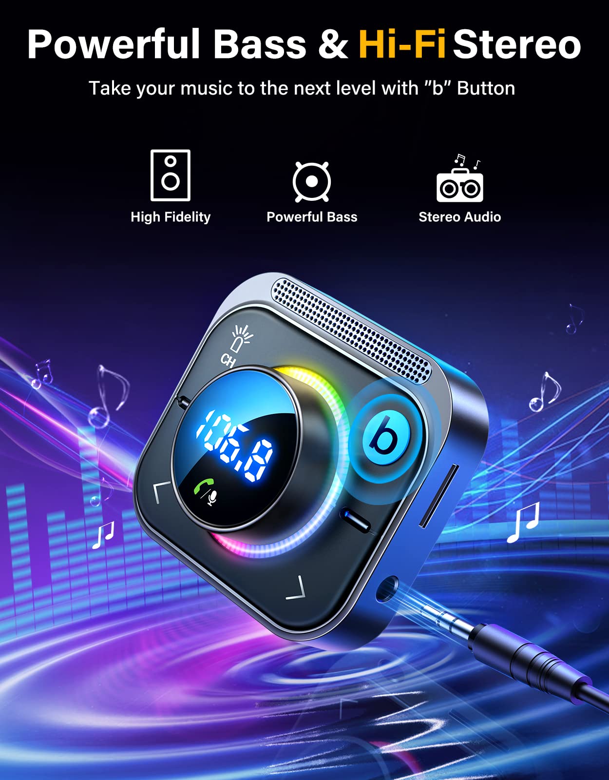 Foto 5 pulgar | Adaptador Bluetooth Para Coche Joyroom 66w Con 3 Puertos De Carga - Venta Internacional.