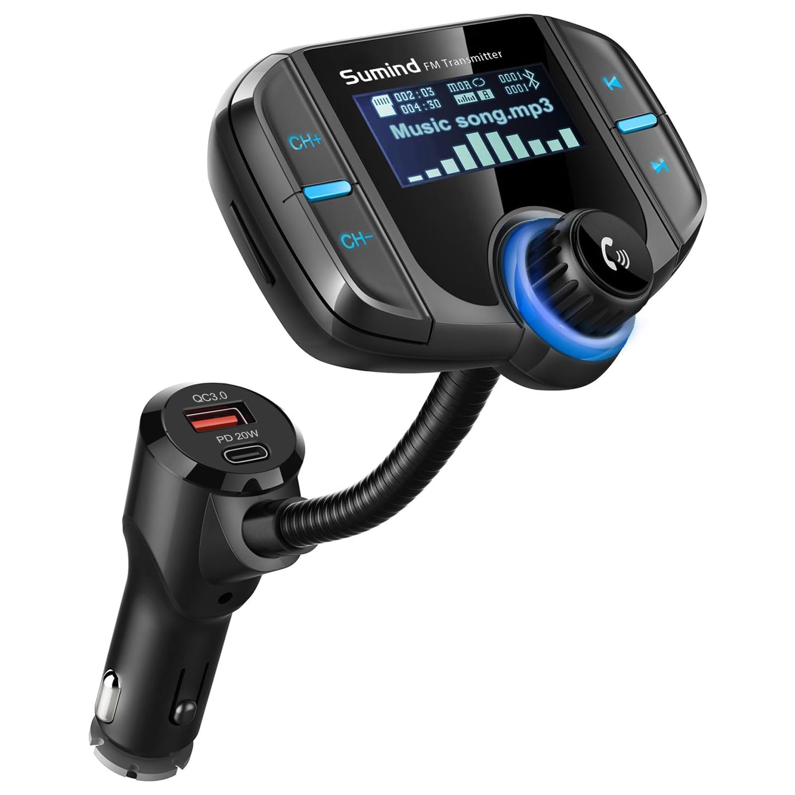 Foto 2 pulgar | Transmisor Fm Bluetooth Sumind Con Pantalla Pd Mejorada De 1.7 Pulgadas - Venta Internacional.